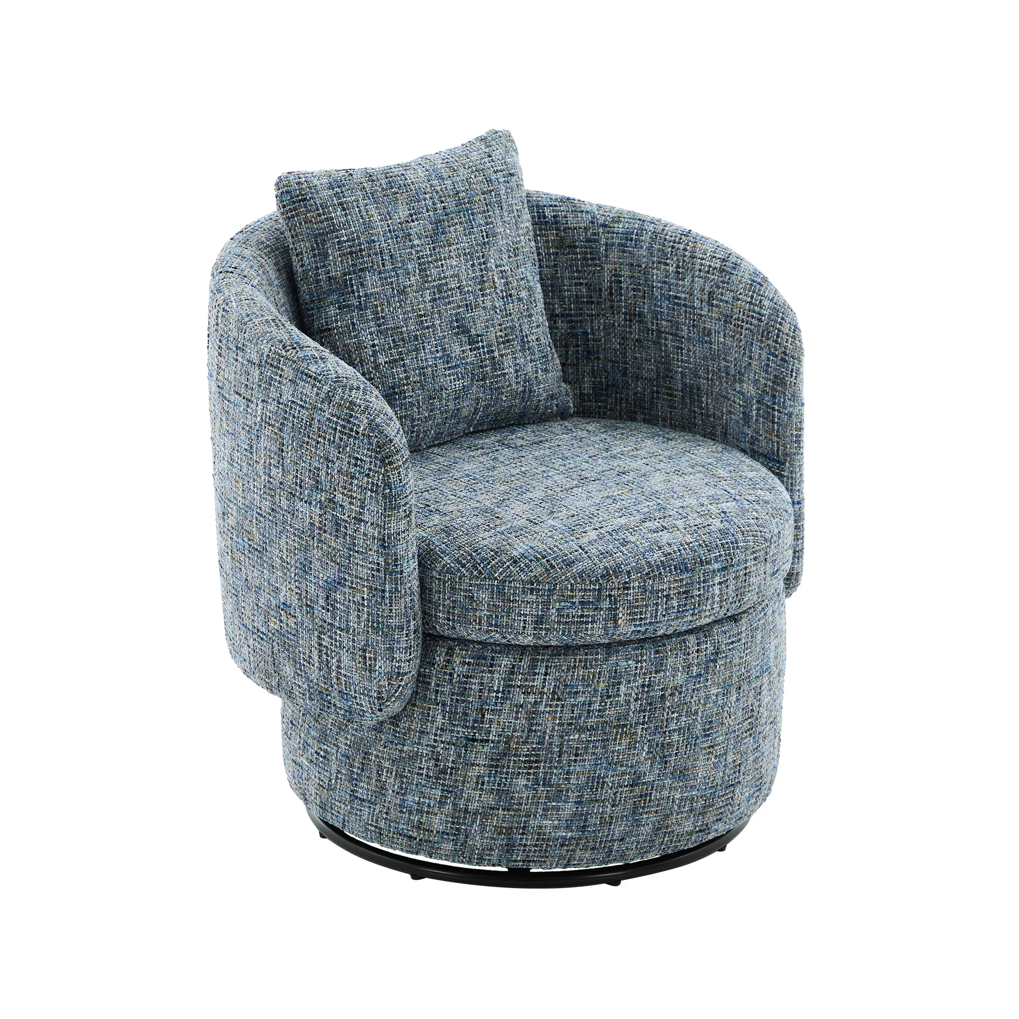 028 Swivel Accent Chair 360° Rotation Hidden Storage - Blue - Image 7