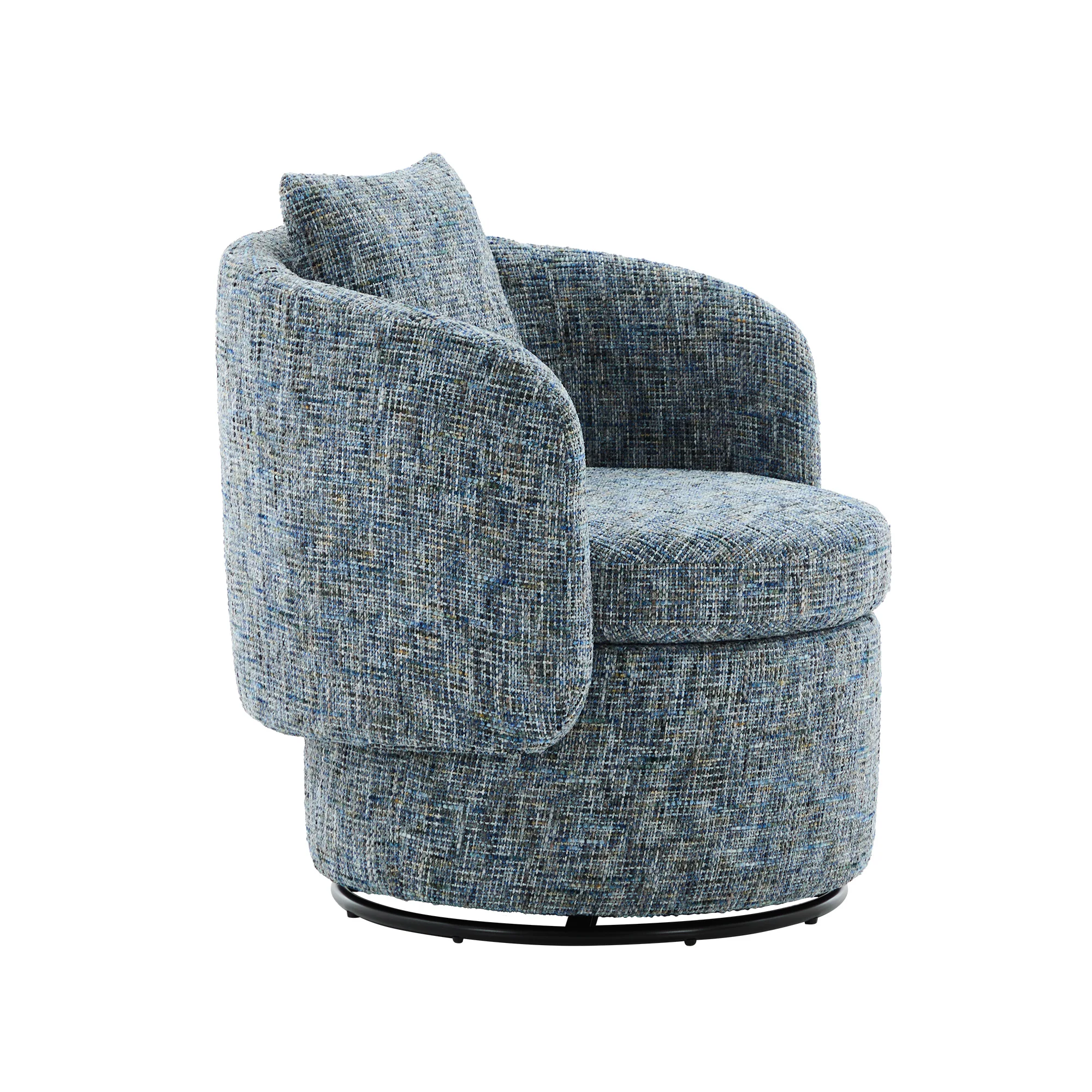 028 Swivel Accent Chair 360° Rotation Hidden Storage - Blue - Image 8