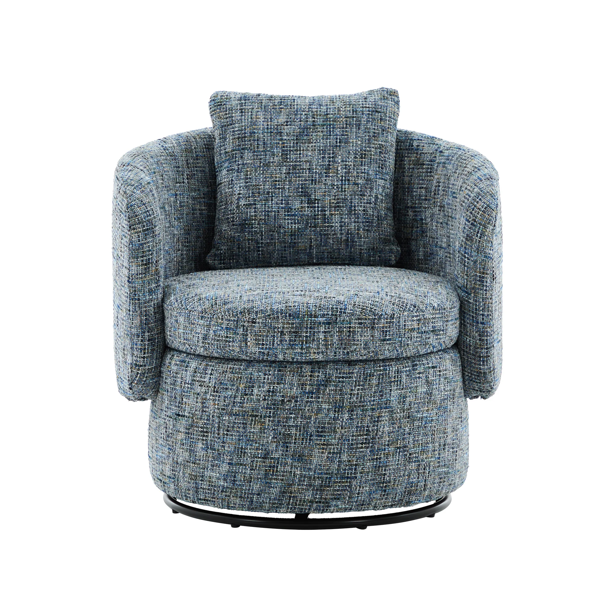 028 Swivel Accent Chair 360° Rotation Hidden Storage - Blue - Image 9