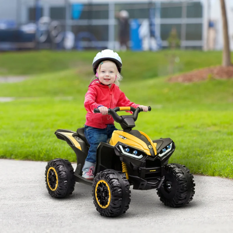12V Ride-On Quad Bike with Music, Horn, for Ages 3+ Years - Yellow - Image 2