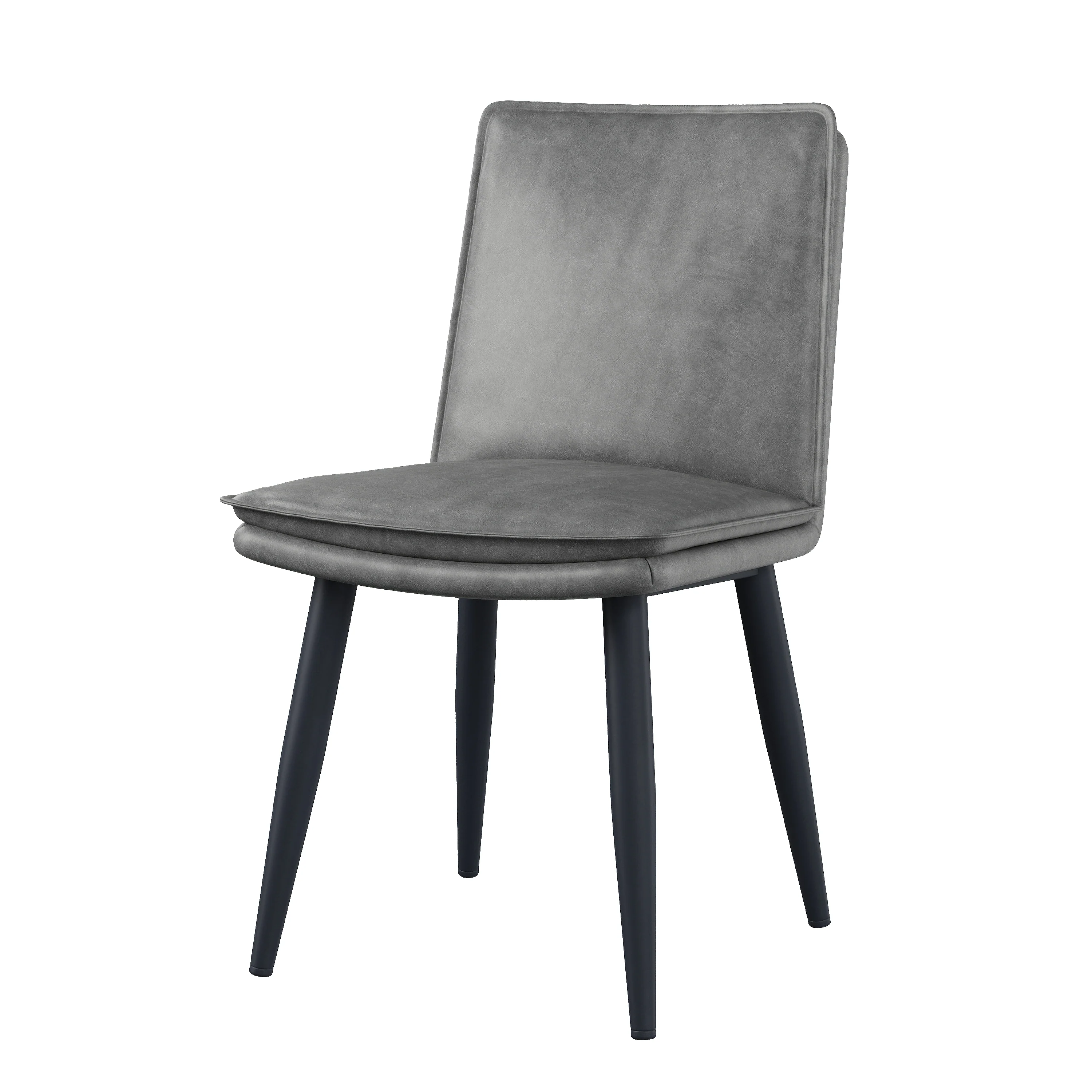 2 Dining Chairs Modern Double-Layered Cushions - PU Grey - Image 10