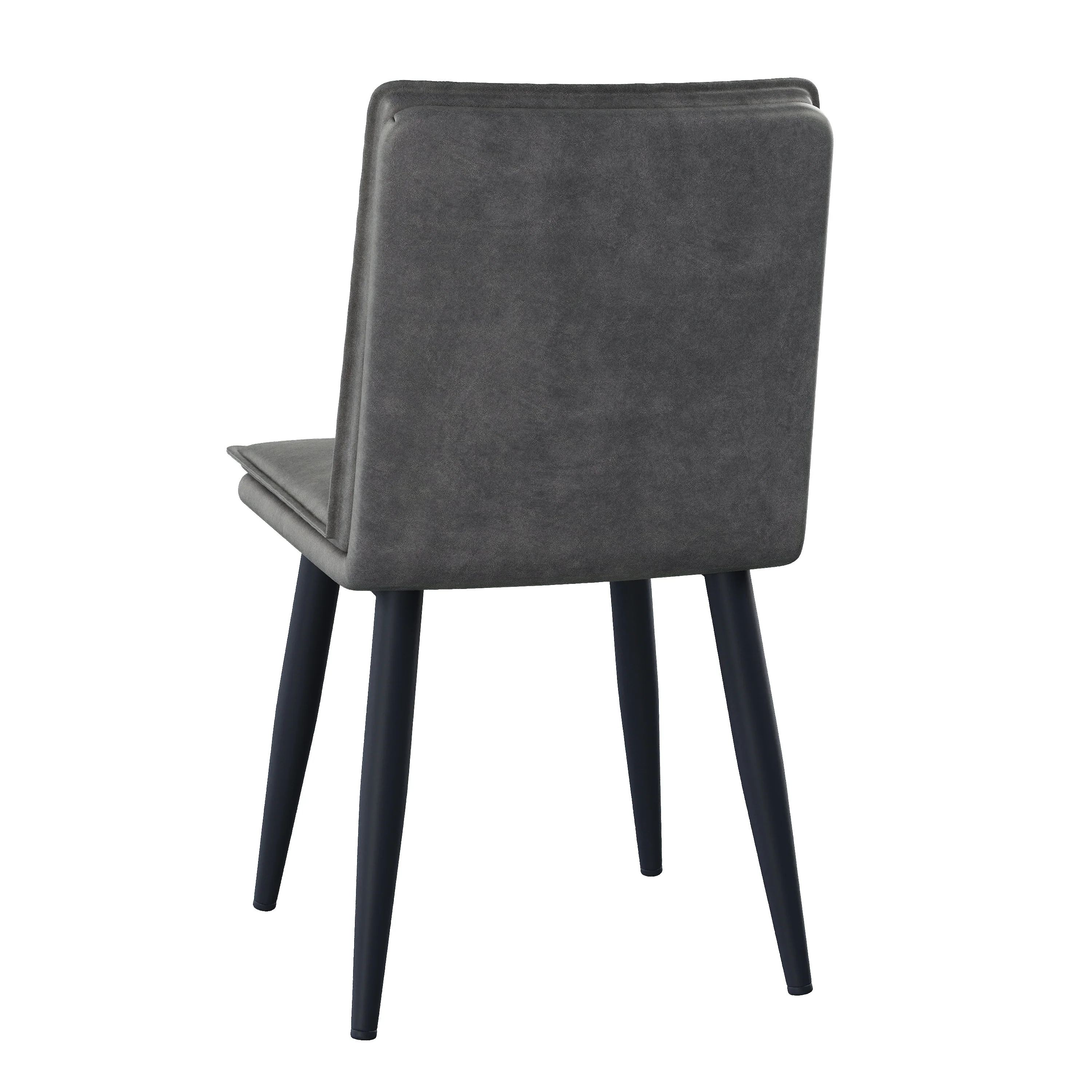 2 Dining Chairs Modern Double-Layered Cushions - PU Grey - Image 8