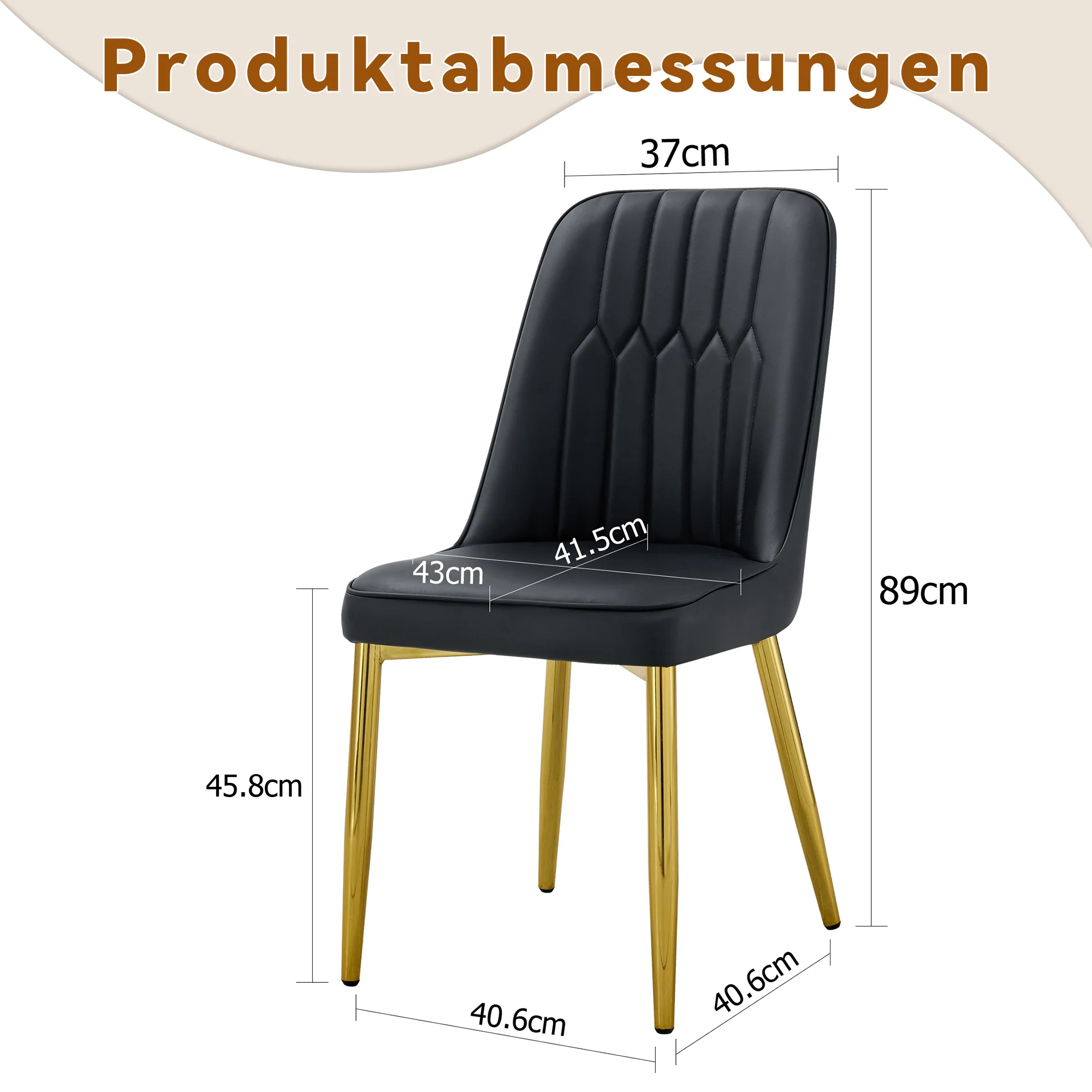 2 Dining Chairs Modern Minimalist Faux Leather Metal Legs - Black - Image 3
