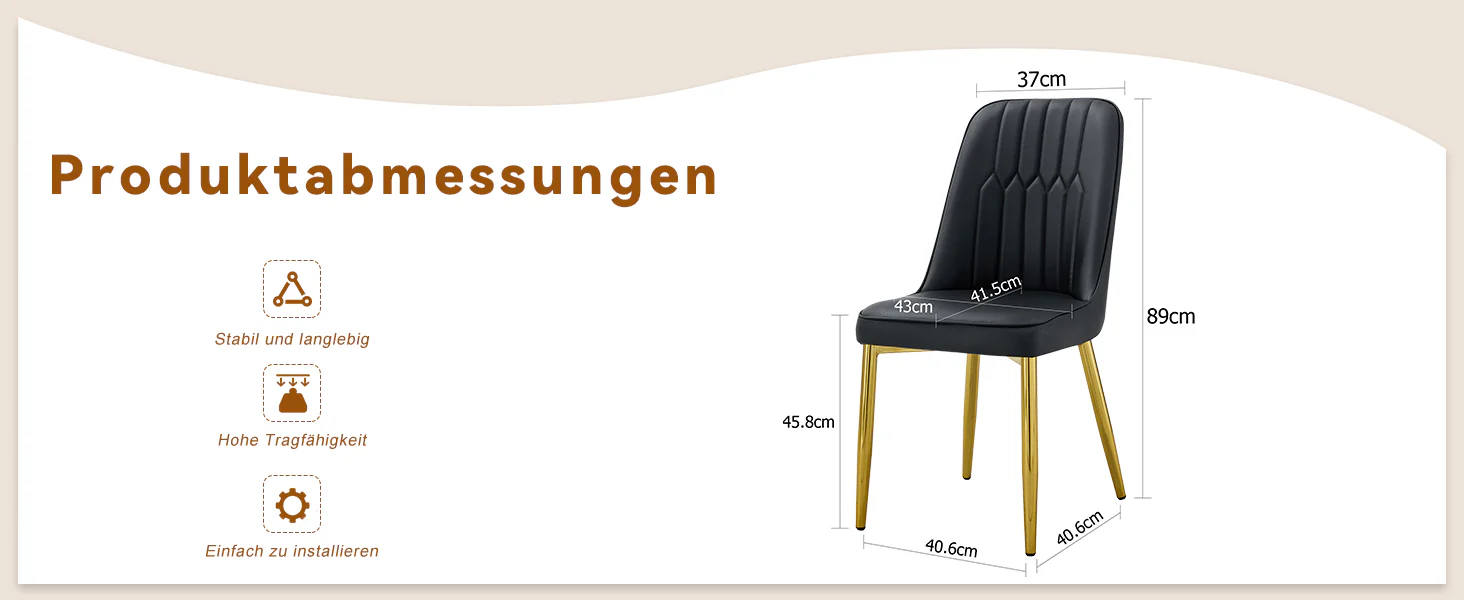 2 Dining Chairs Modern Minimalist Faux Leather Metal Legs - Black - Image 7