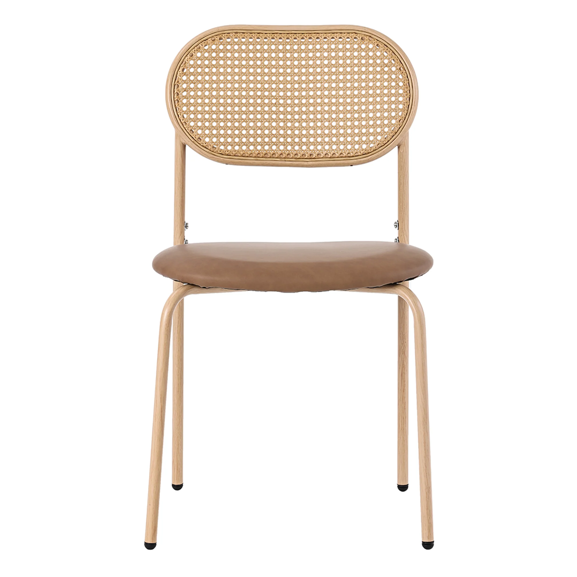 2 Dining Chairs Rattan Leisure Metal Legs - Brown - Image 10