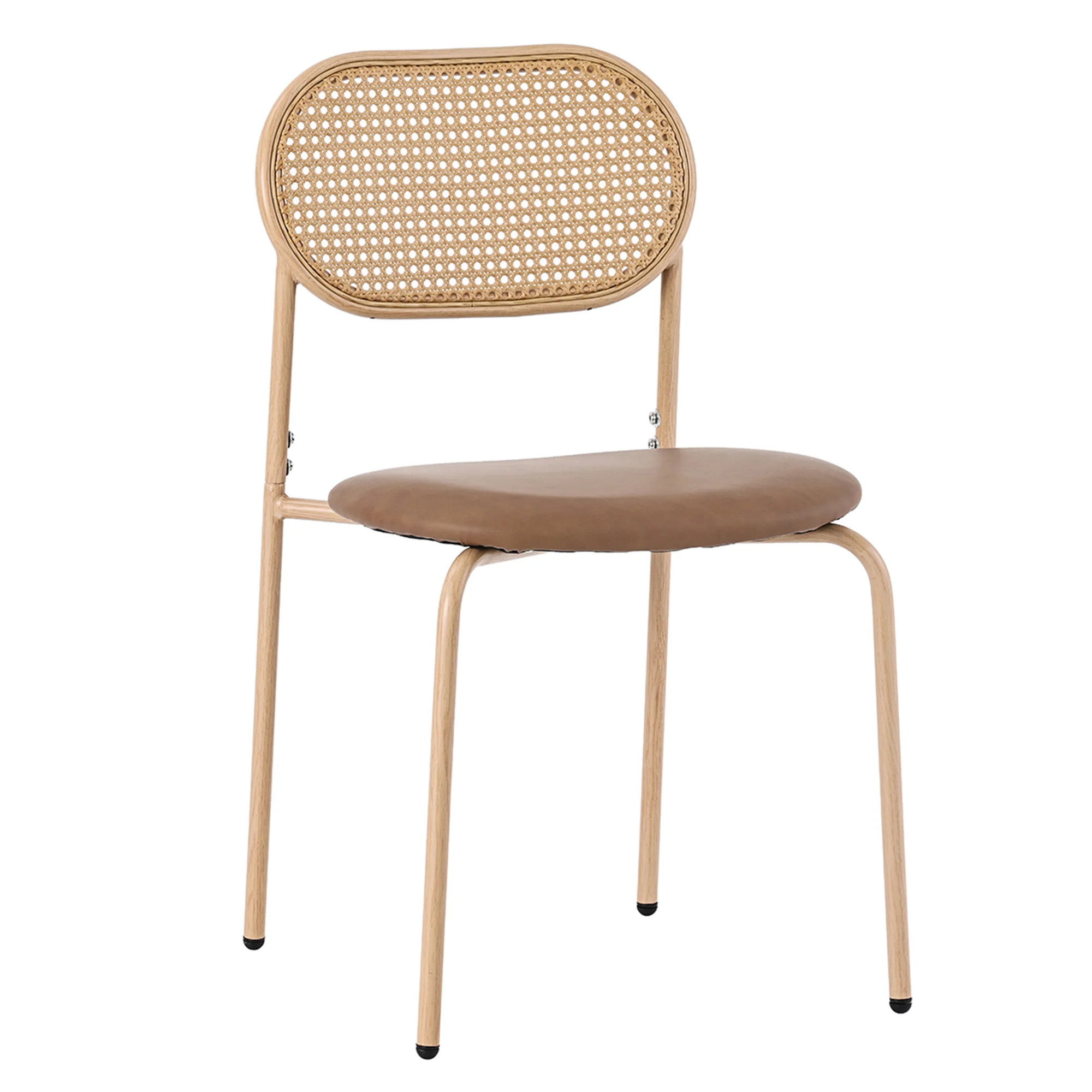 2 Dining Chairs Rattan Leisure Metal Legs - Brown - Image 9