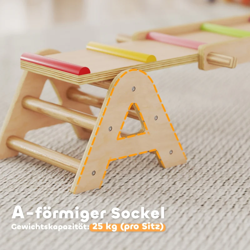 2-in-1 Balance Board Seesaw Rocker 133x38x24cm - Wooden - Image 5