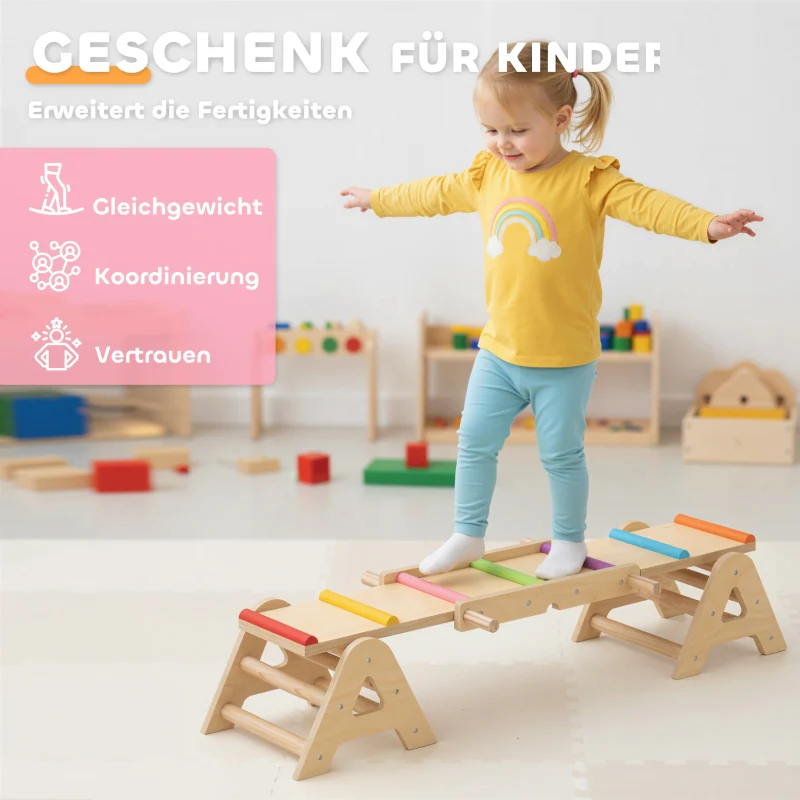 2-in-1 Balance Board Seesaw Rocker 133x38x24cm - Wooden - Image 6