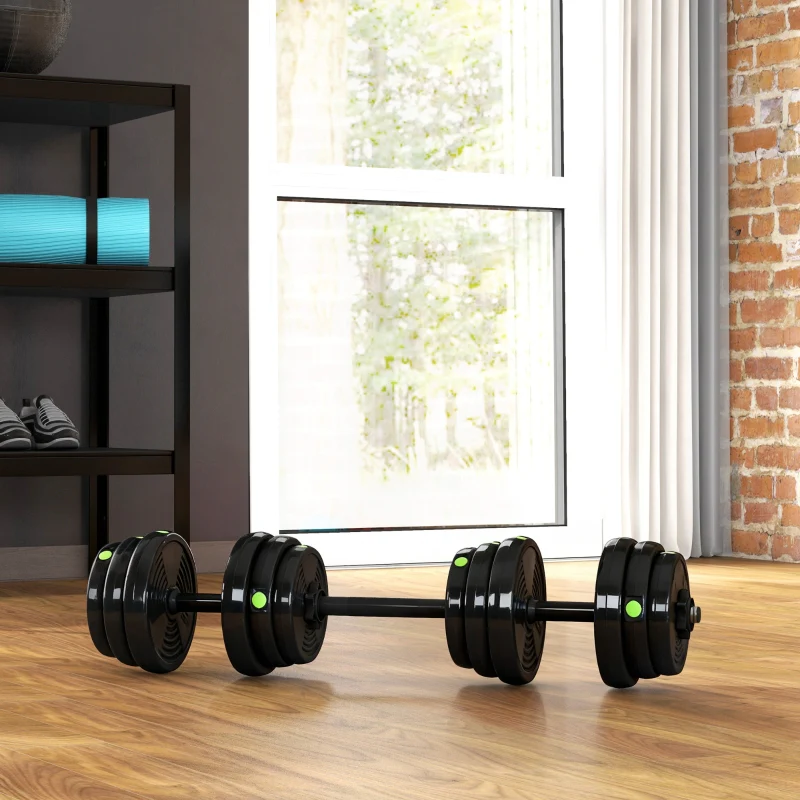 2-in-1 Dumbbell Set 25 kg Barbell & Dumbbell - Black/Green - Image 3