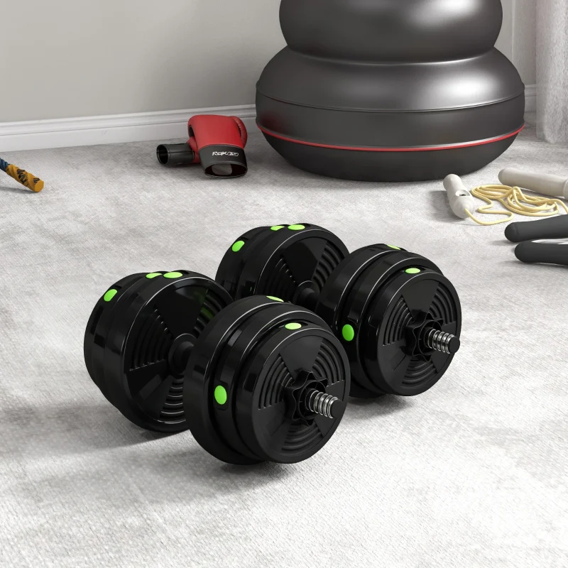 2-in-1 Dumbbell Set 25 kg Barbell & Dumbbell - Black/Green - Image 6