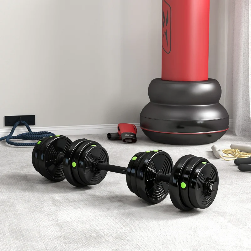 2-in-1 Dumbbell Set 25 kg Barbell & Dumbbell - Black/Green - Image 7