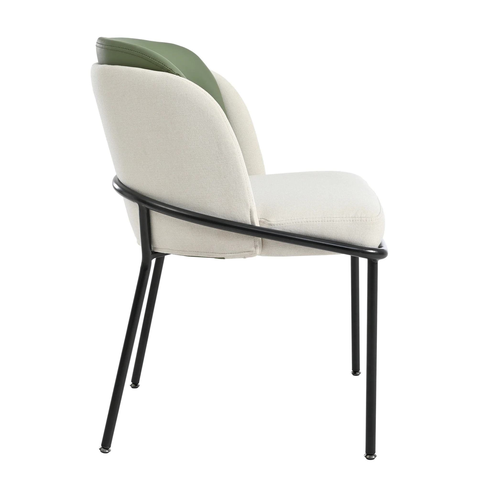 2 Modern Chairs Angled Legs Adjustable Feet - Beige/Green - Image 9