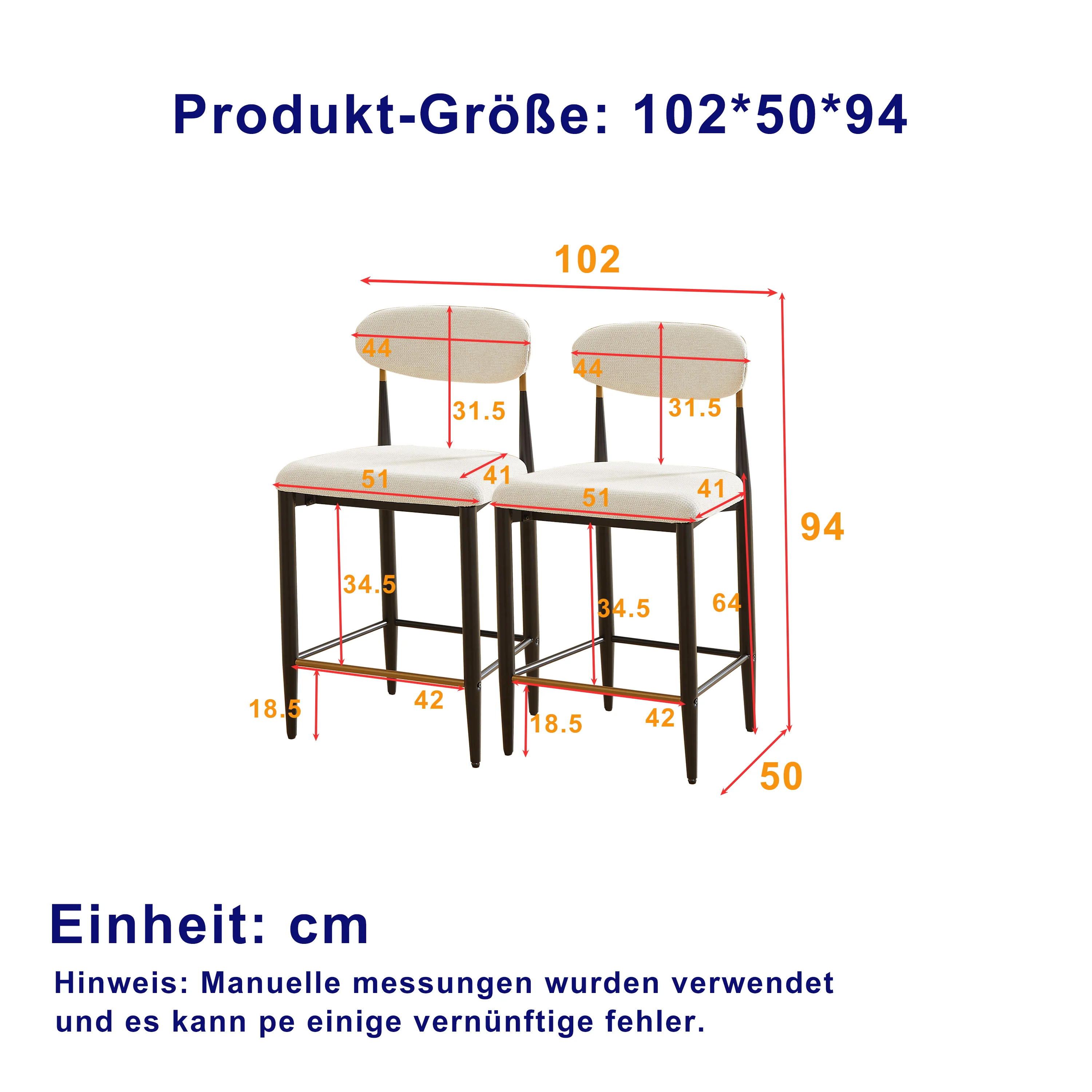 2-Pack Counter Height Bar Stools French Country Upholstered Curved Back - Black/Coffee Frame Cream Fabric - Image 2