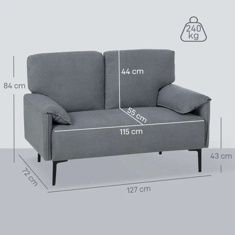 2-Seater Sofa Thick Cushions - Velvet Gray - Image 3