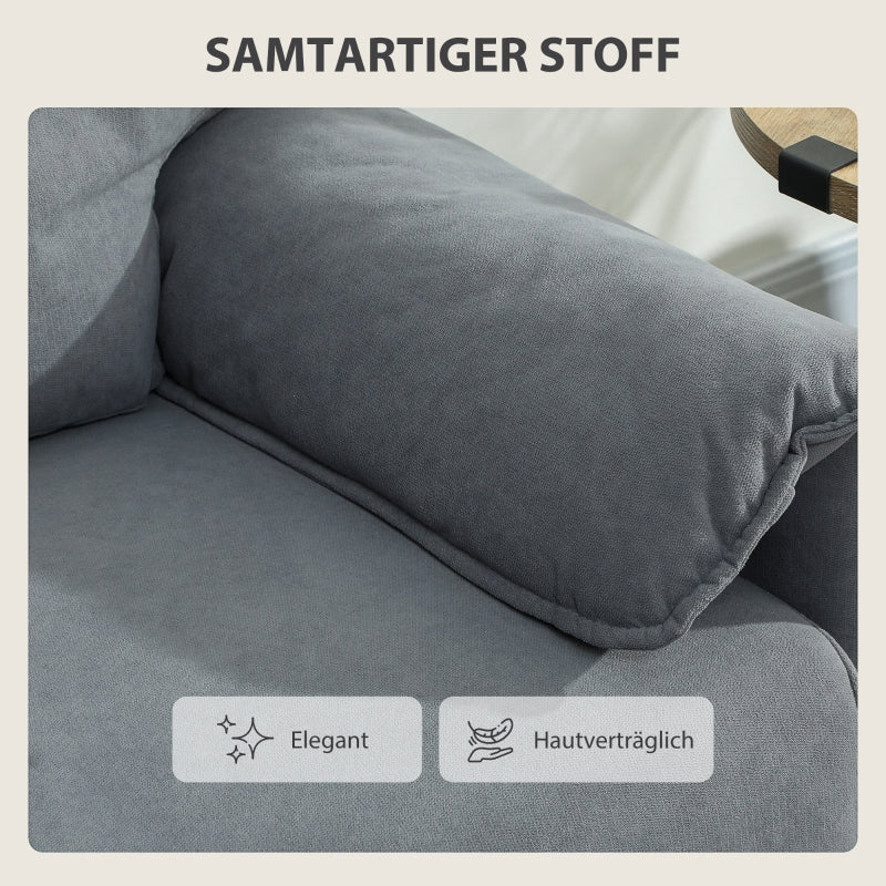 2-Seater Sofa Thick Cushions - Velvet Gray - Image 7
