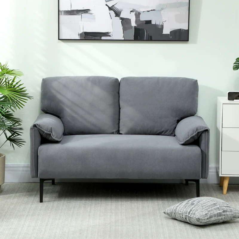 2-Seater Sofa Thick Cushions - Velvet Gray - Image 8