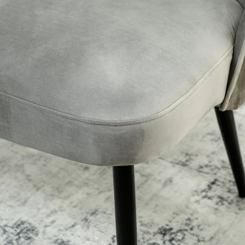 2-seater Sofa Upholstered Modern Metal/Wood Frame, Velvety Fabric Grey - Image 8