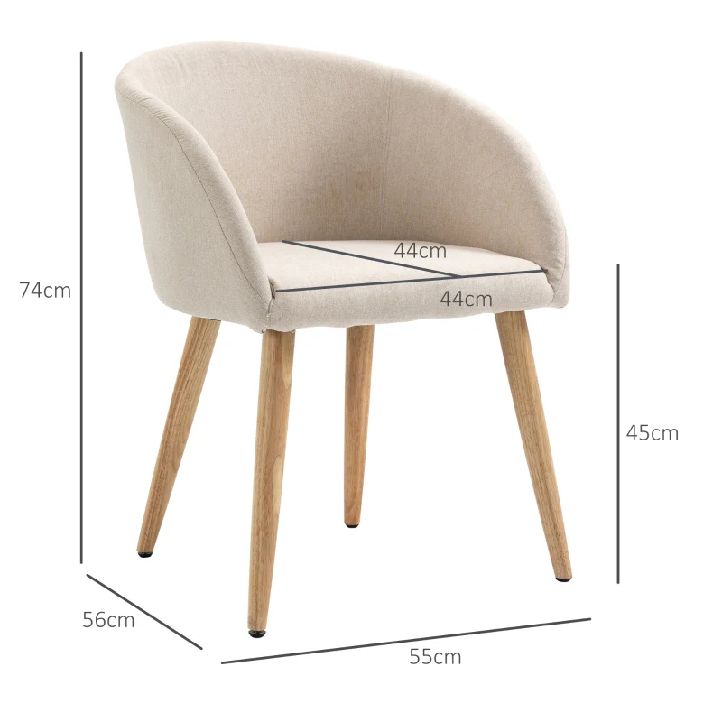 2 Upholstered Chairs Scandinavian Wooden Legs Non-Slip Pads - Beige - Image 2