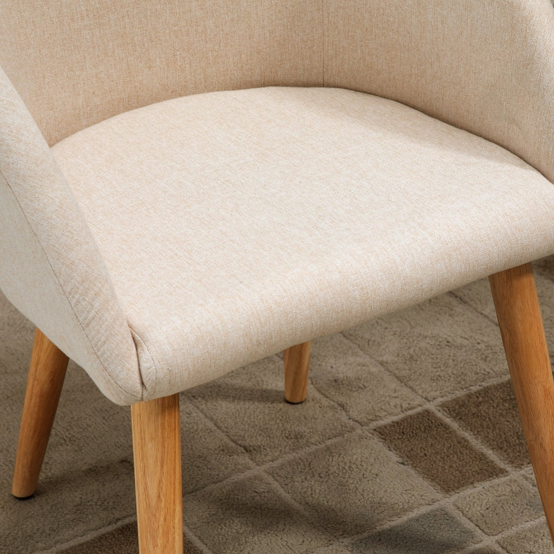 2 Upholstered Chairs Scandinavian Wooden Legs Non-Slip Pads - Beige - Image 8