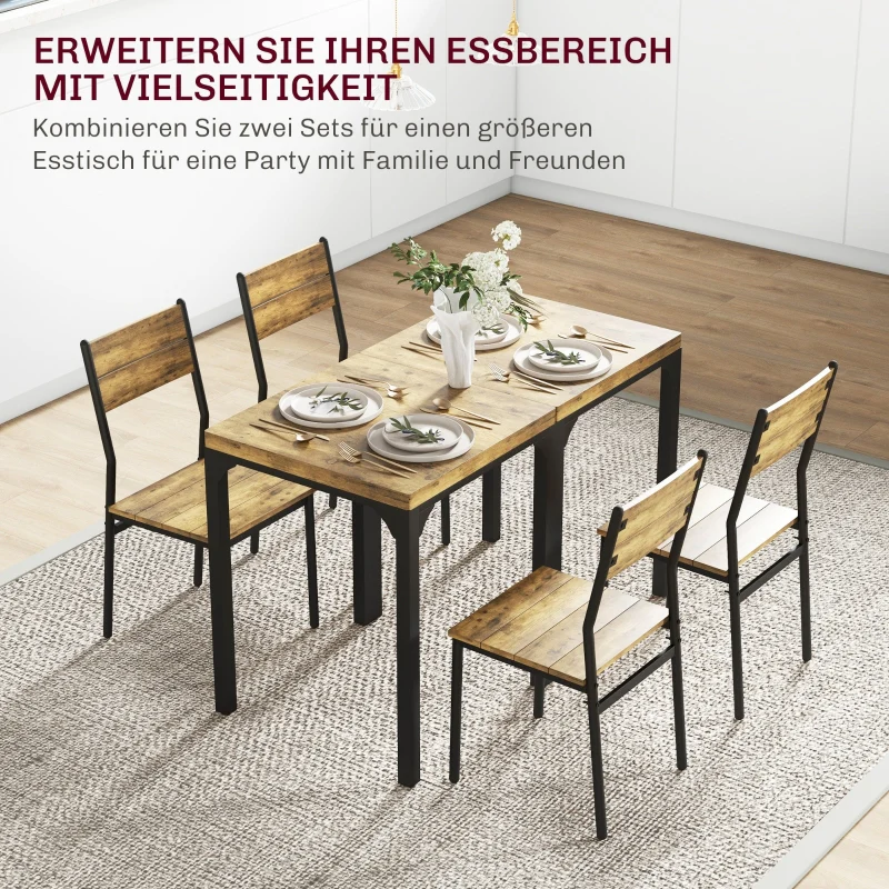 3-Piece Dining Set 1 Table 2 Chairs - MDF/Metal Brown - Image 7