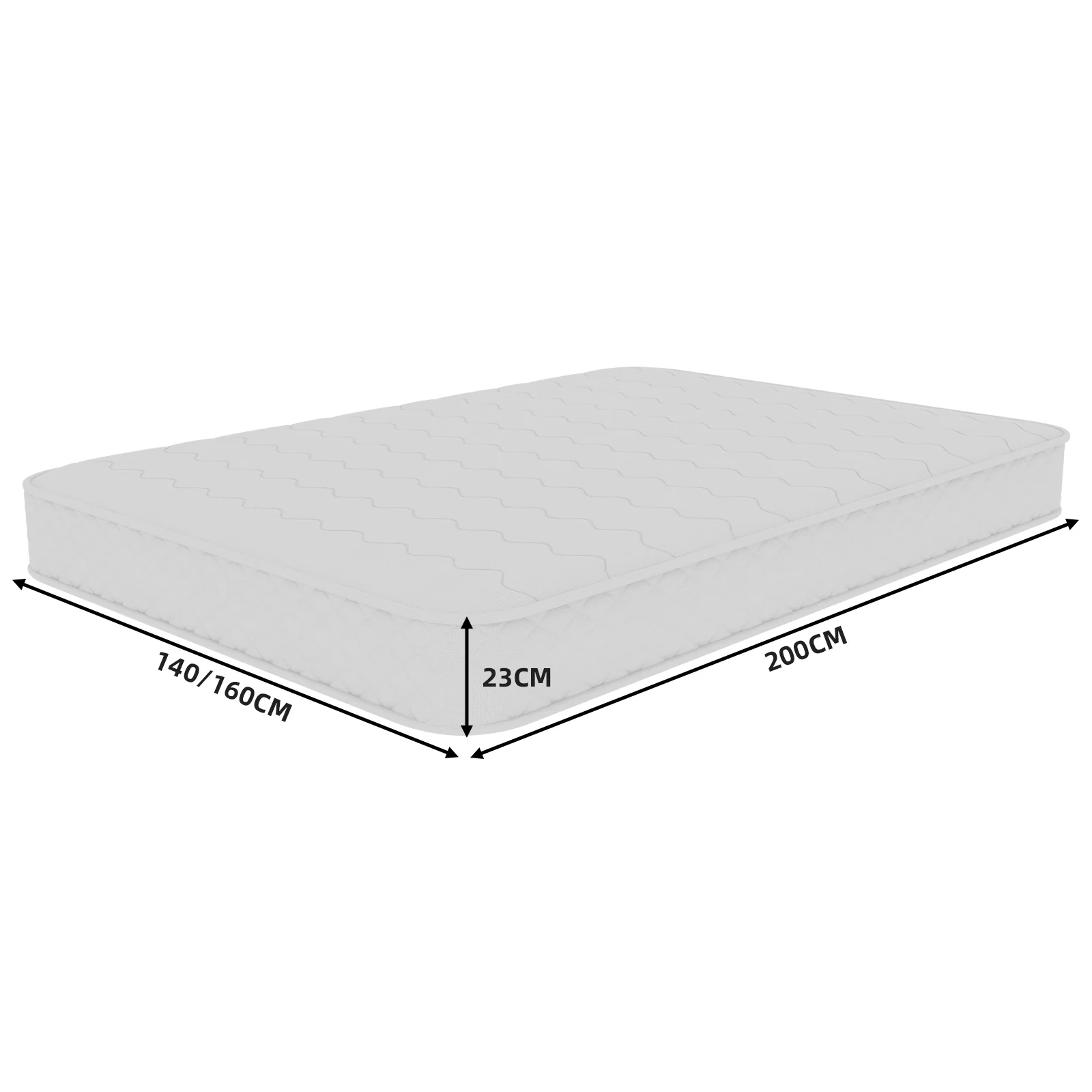 3D Breathable Mattress Dual Support Back Care 140x200cm 23cm - White - Image 4