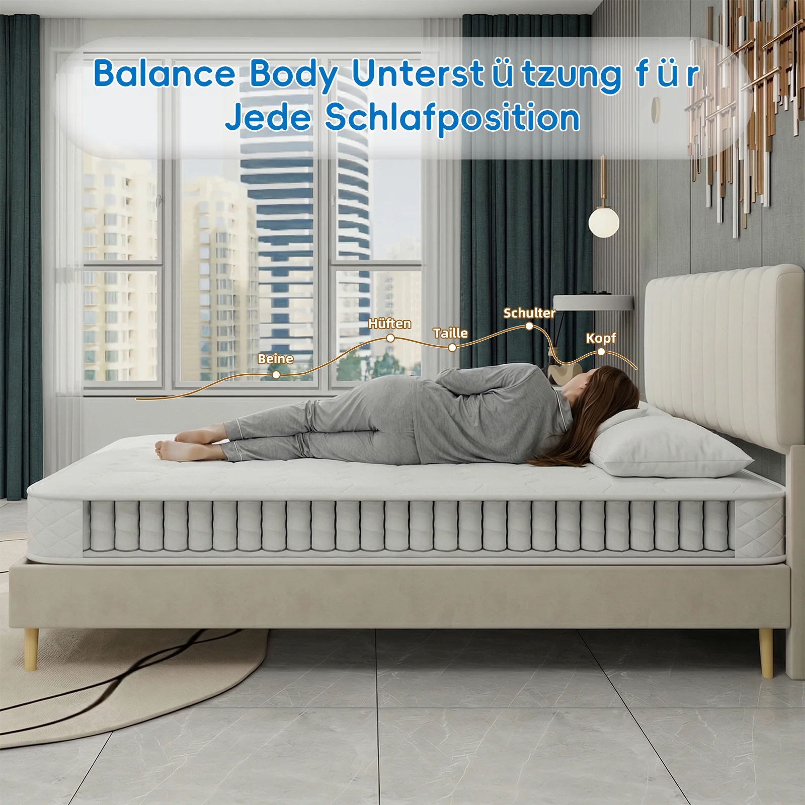 3D Breathable Mattress Dual Support Back Care 140x200cm 23cm - White - Image 9