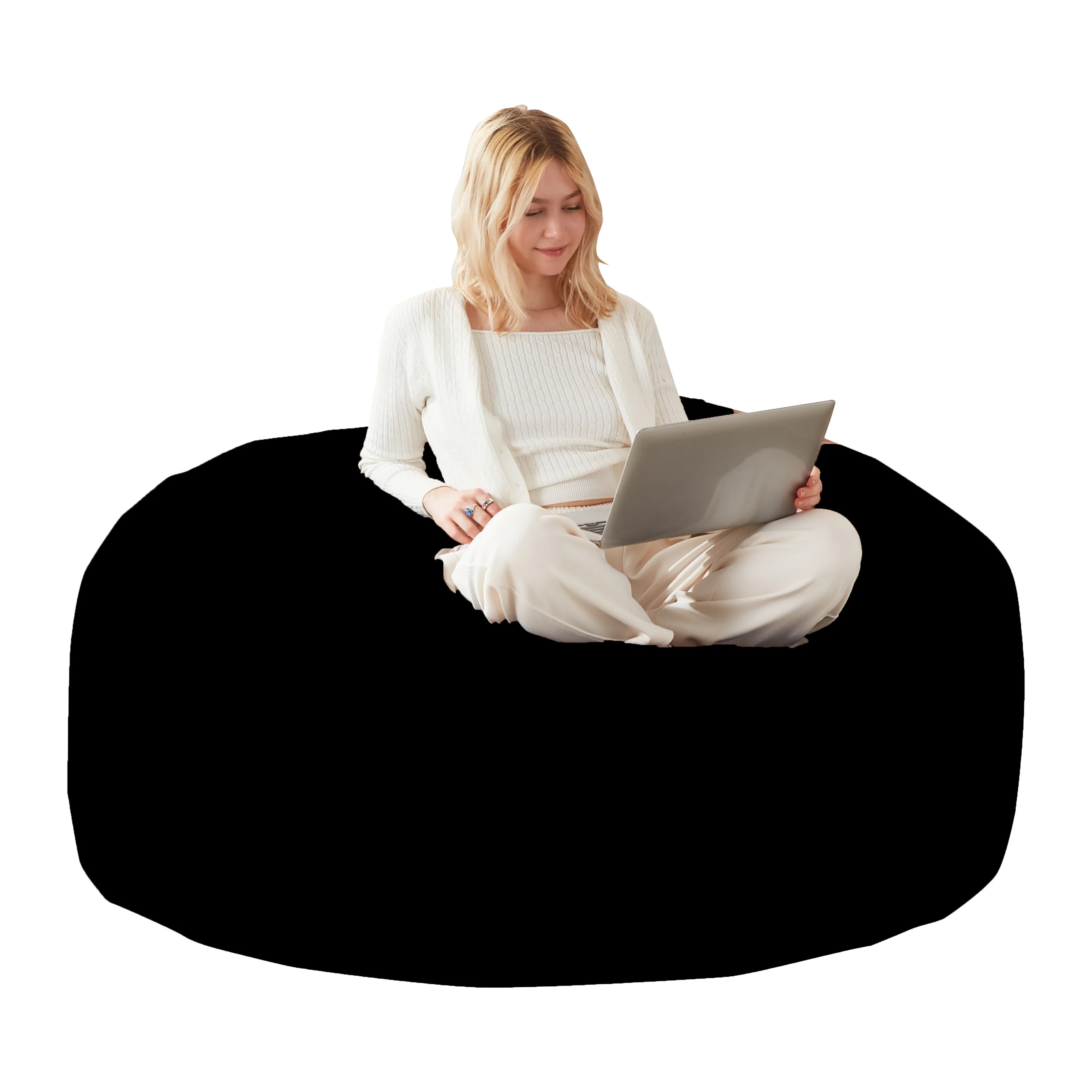 3FT Bean Bag Chair Sofa, Soft Comfortable Reading Chair for Adults, Bedroom/Balcony Use - Image 2