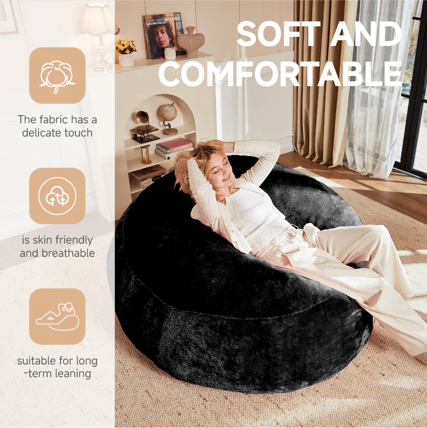 3FT Bean Bag Chair Sofa, Soft Comfortable Reading Chair for Adults, Bedroom/Balcony Use - Image 5