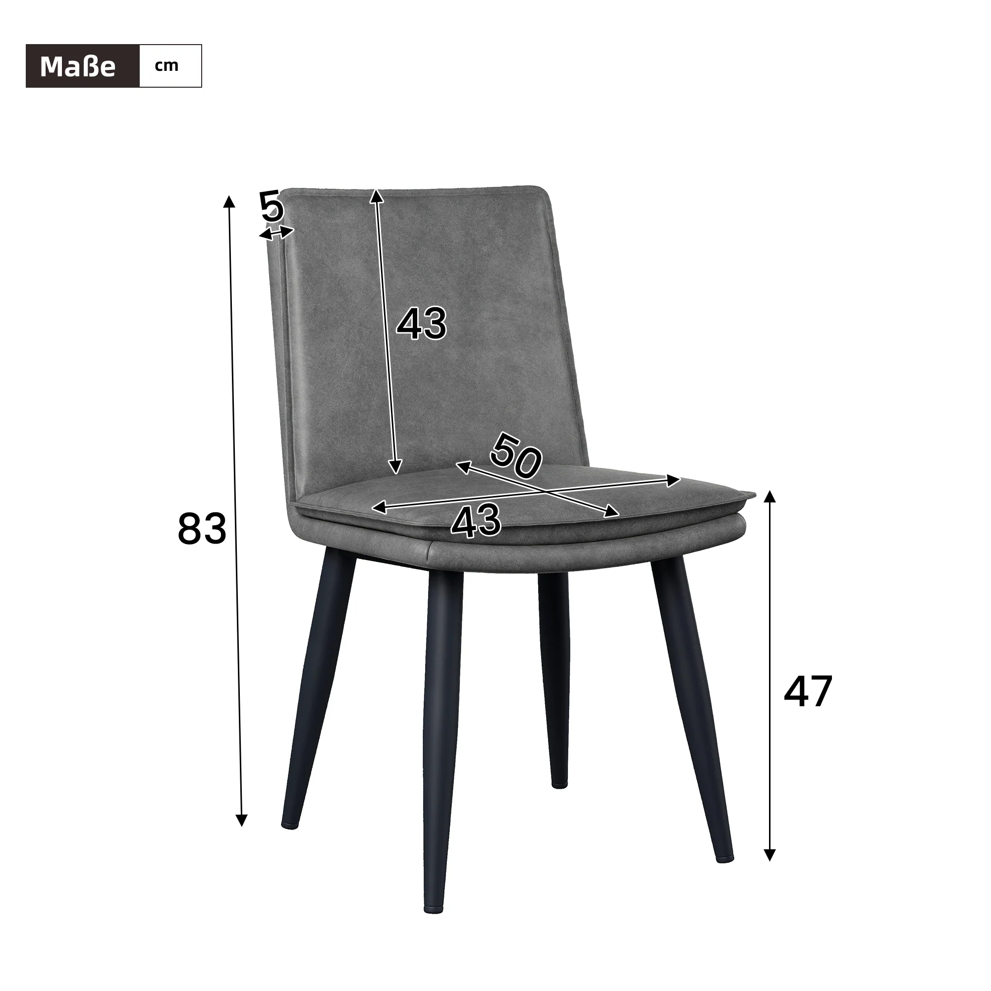 4 Dining Chairs PU Double Cushion Modern - Grey - Image 4