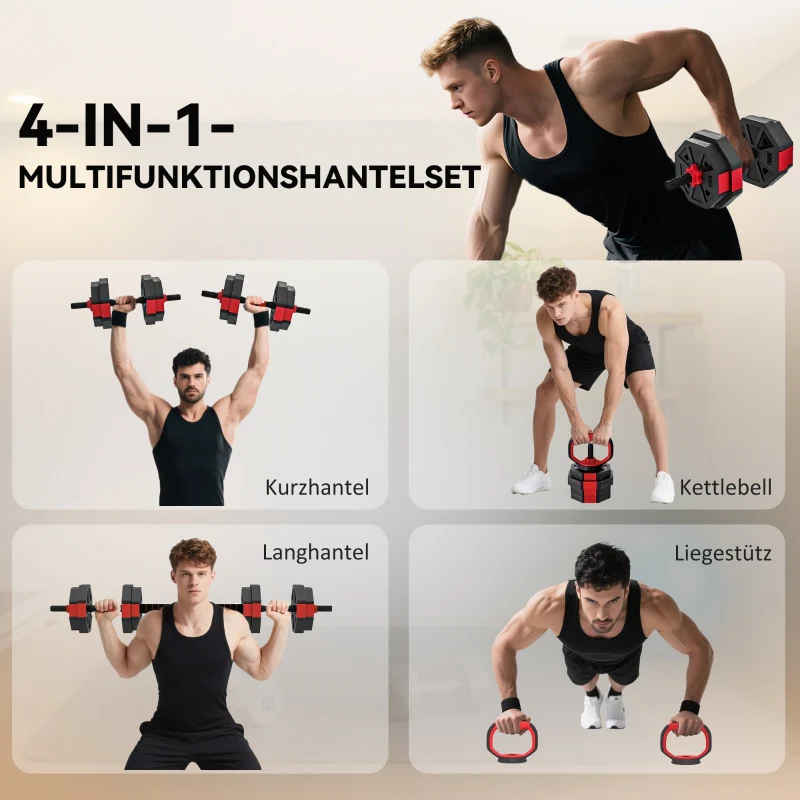 4-in-1 Dumbbell Set Adjustable 15 kg Dumbbells & Barbells - Image 4