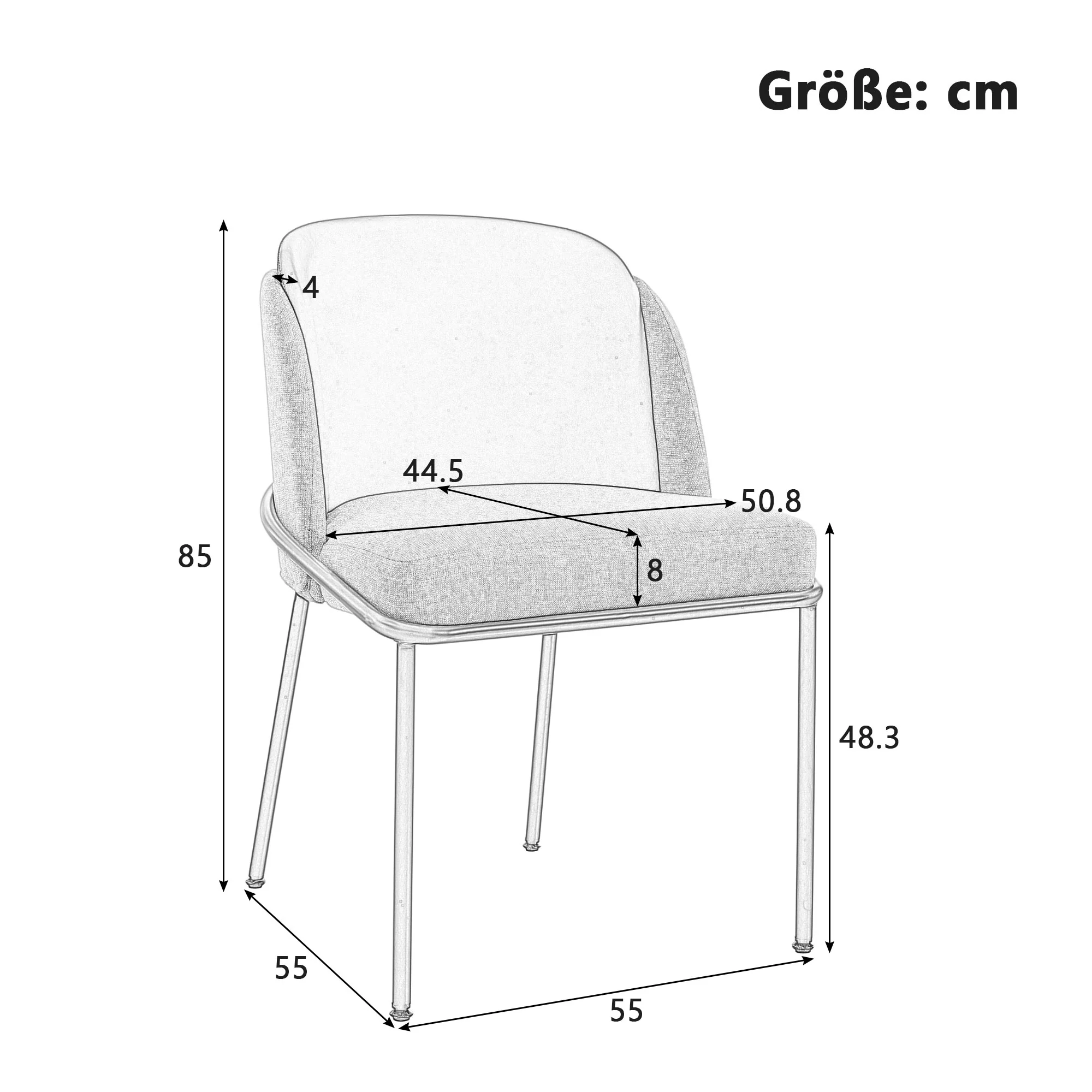 4 Modern Chairs Angled Legs Adjustable Feet - Beige/Green - Image 2