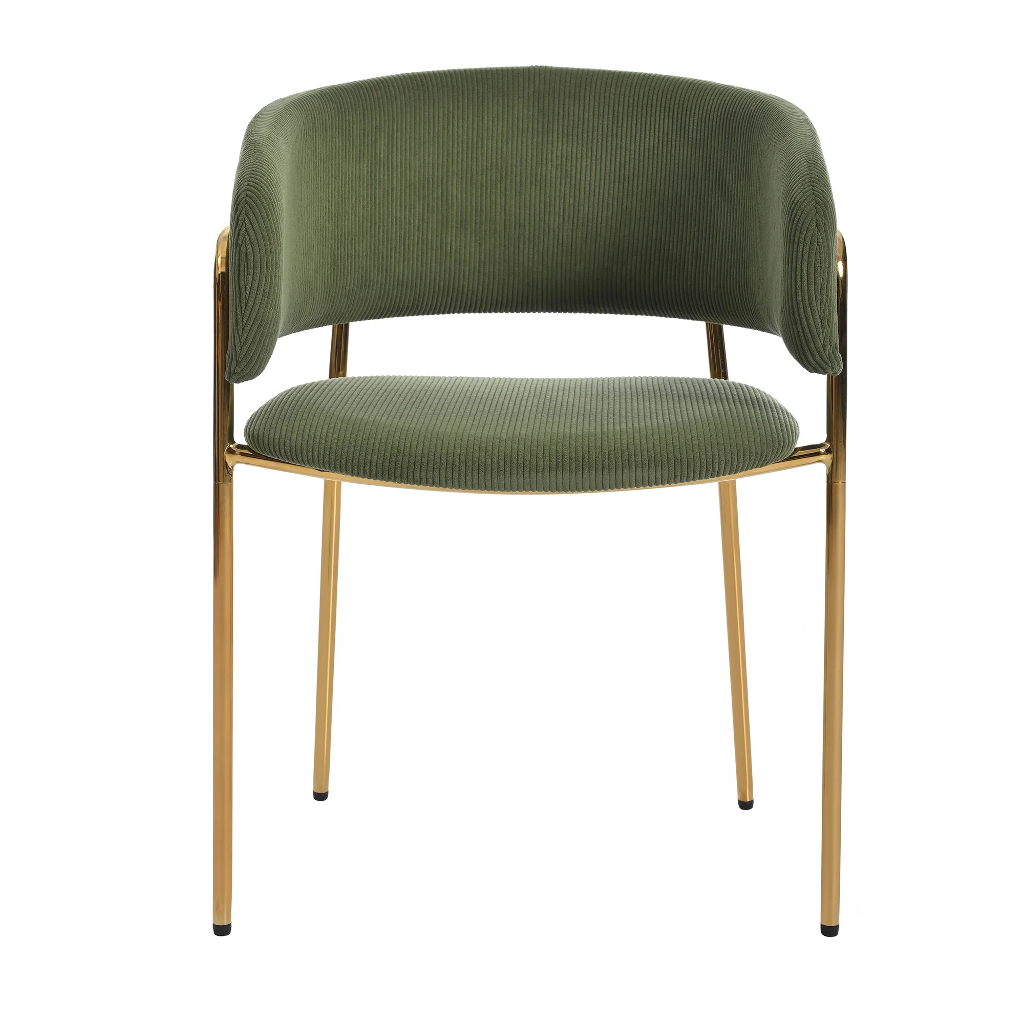 4 Modern Chairs Angled Legs Adjustable Feet Corduroy - Green - Image 7