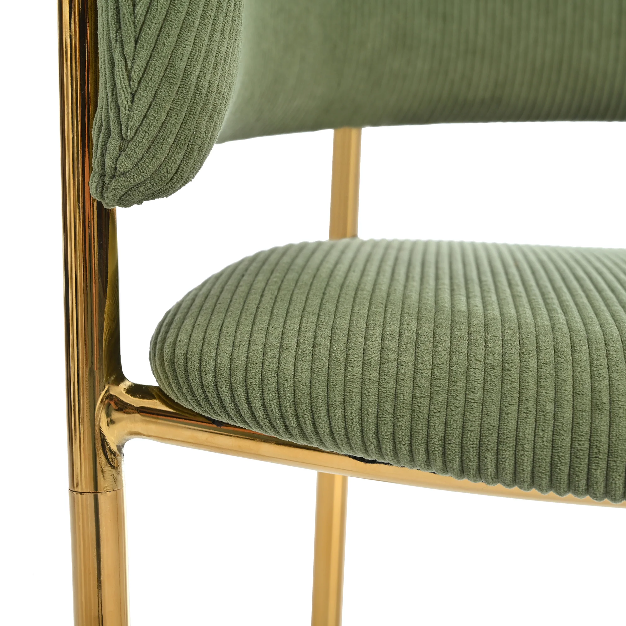 4 Modern Chairs Angled Legs Adjustable Feet Corduroy - Green - Image 8
