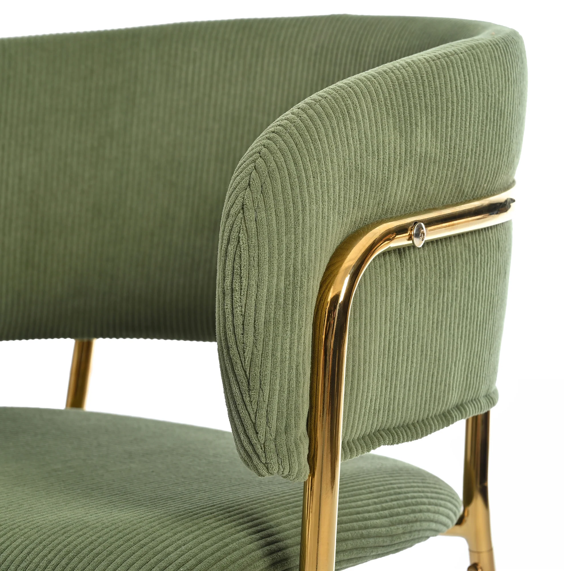 4 Modern Chairs Angled Legs Adjustable Feet Corduroy - Green - Image 9
