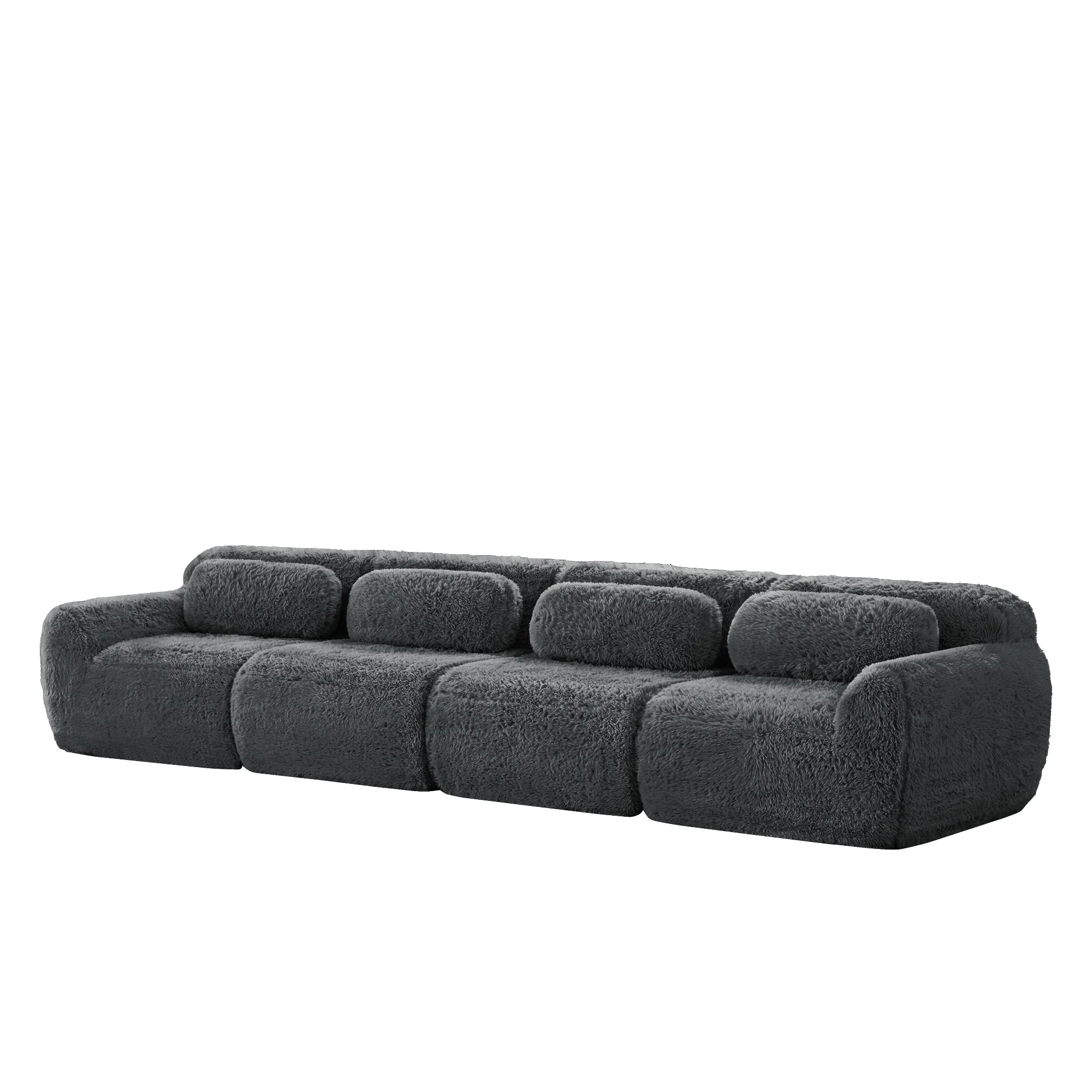 4-seater Sofa Multi-Combination Premium Plush Fabric Grey - Image 4