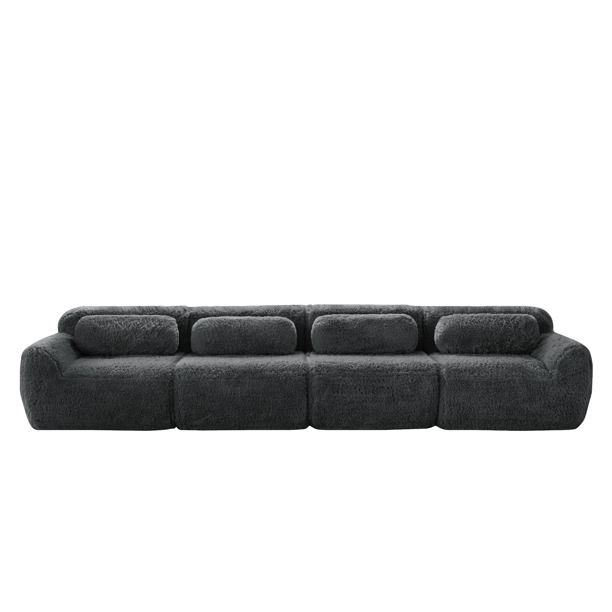 4-seater Sofa Multi-Combination Premium Plush Fabric Grey - Image 5