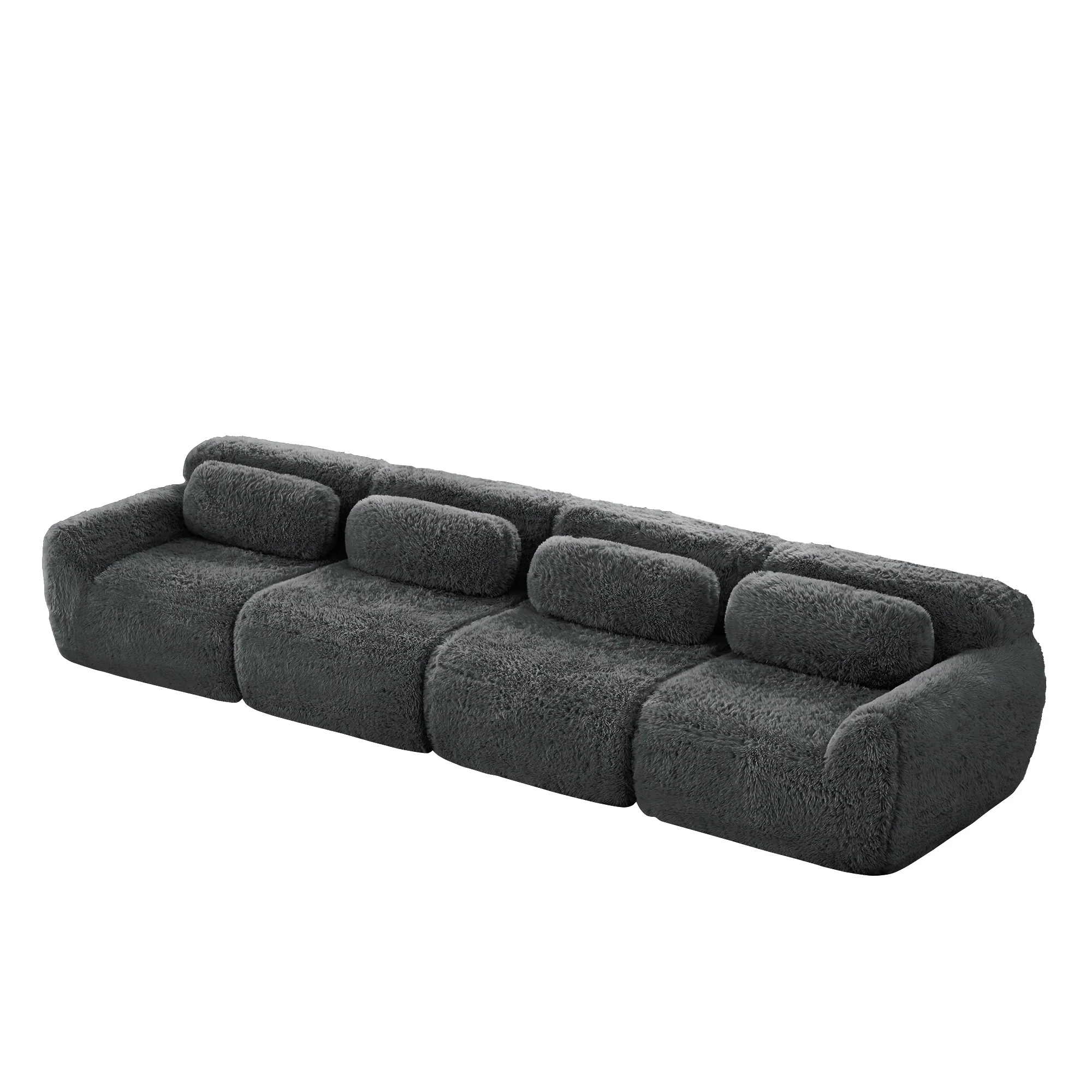 4-seater Sofa Multi-Combination Premium Plush Fabric Grey - Image 6