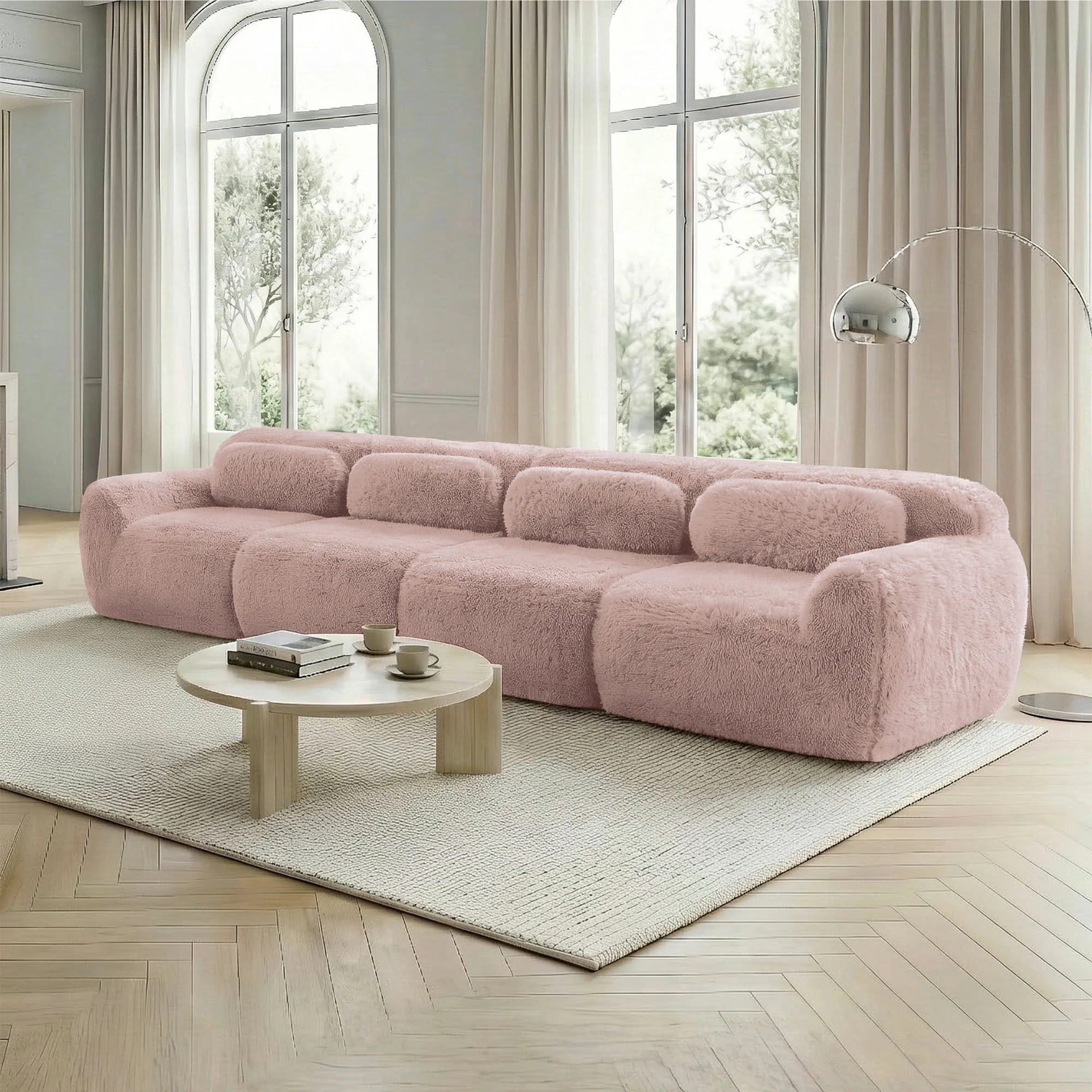 4-seater Sofa Plush Multi-Combination Ergonomic - Pink