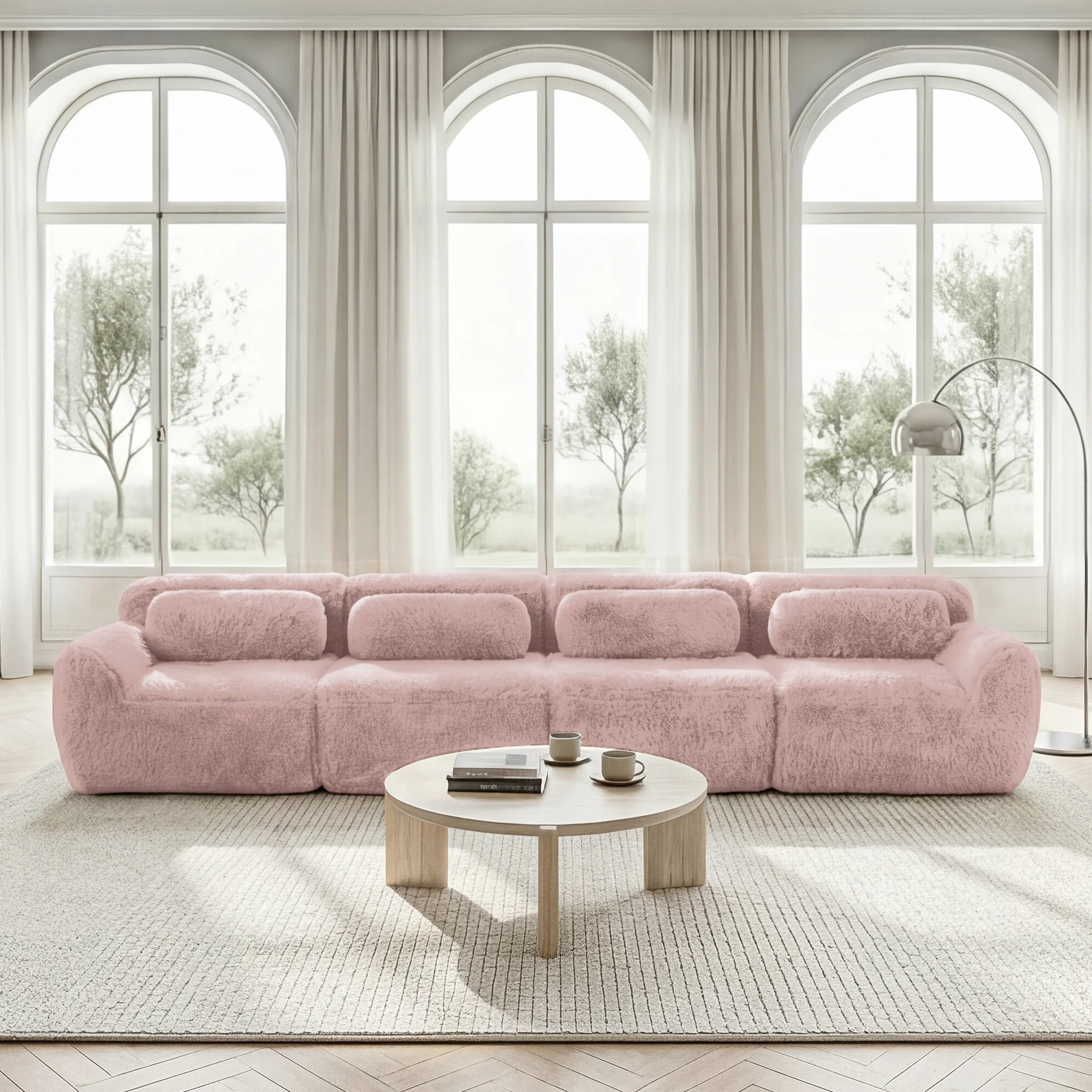 4-seater Sofa Plush Multi-Combination Ergonomic - Pink - Image 2