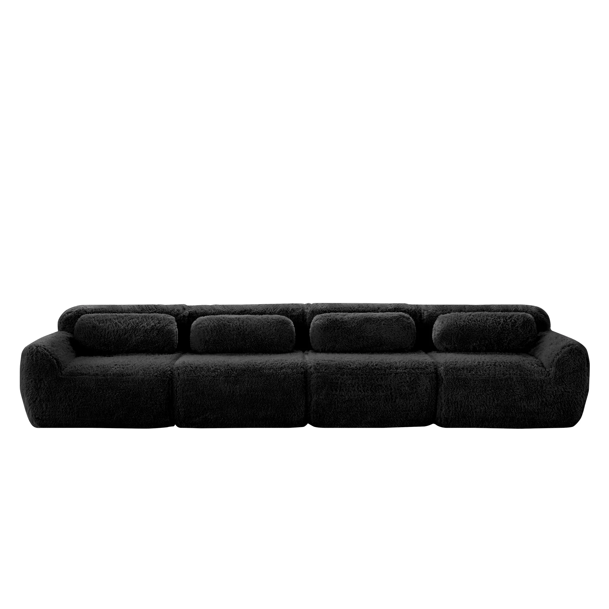 4-Seater Sofa Premium Plush Multi-Combination Cushions - Black - Image 5