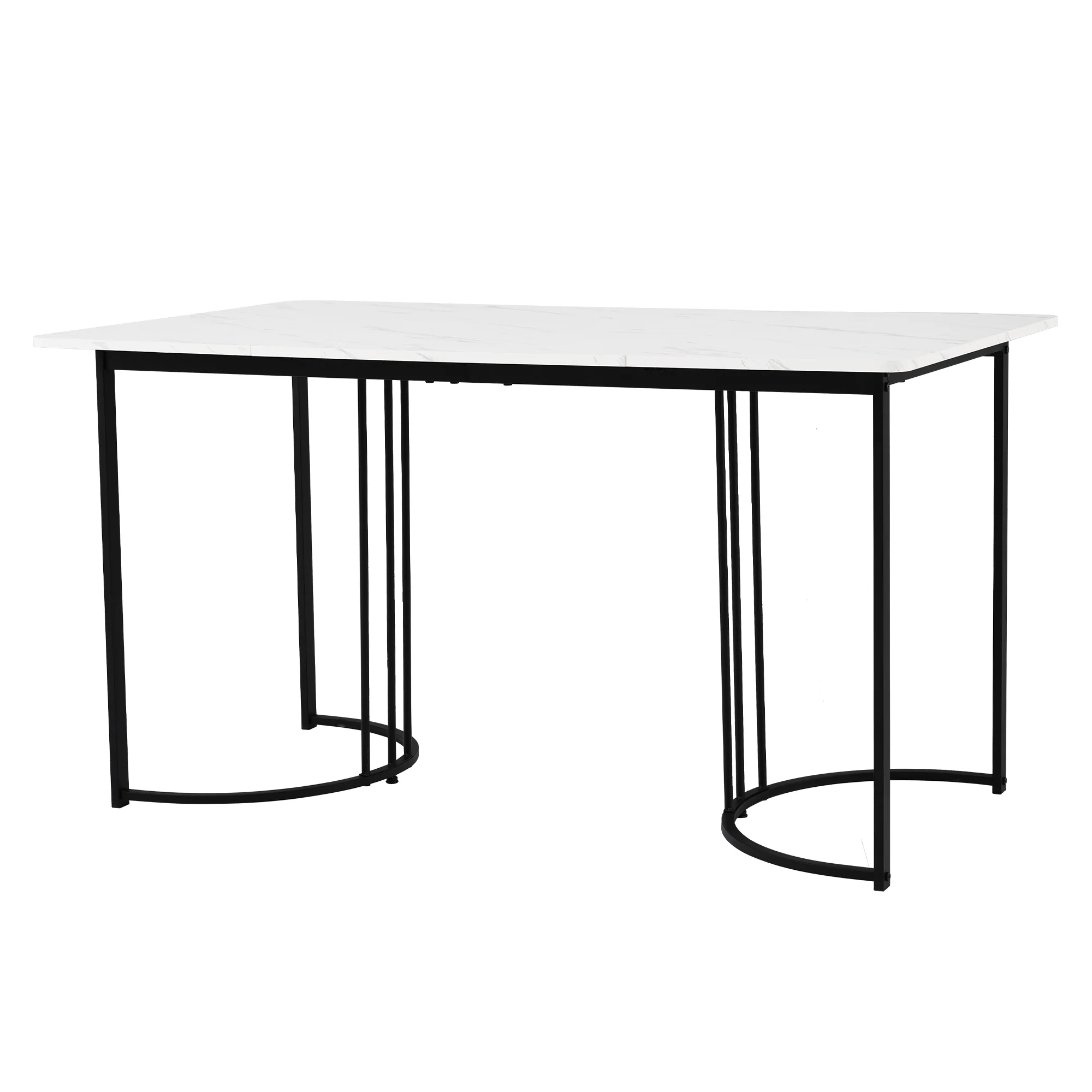 5-Piece Dining Set 140x80cm Modern Kitchen Table 4 Chairs White MDF/Brown Velvet - Image 8