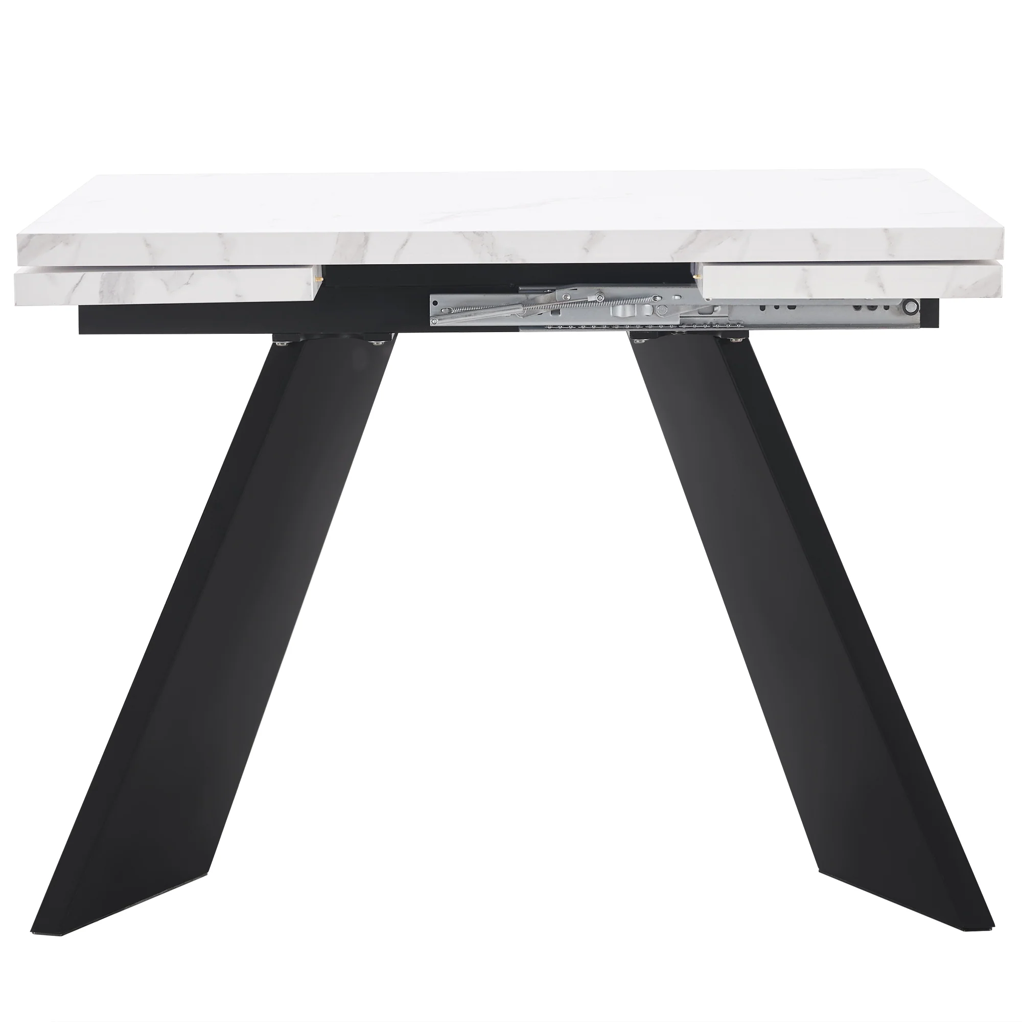 5-Piece Dining Set Extendable Table 160x80cm with 4 Grey Velvet Chairs White - Image 6