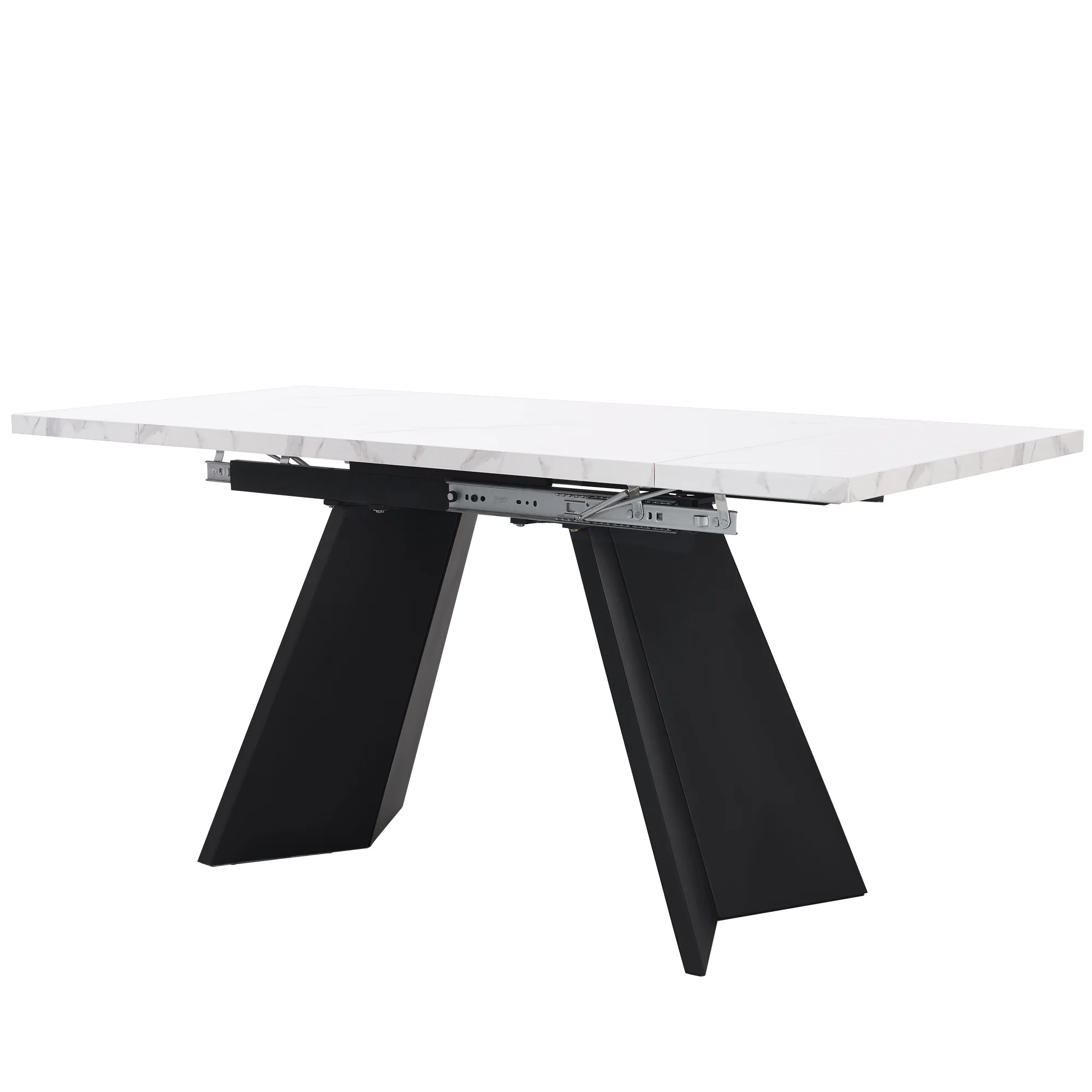 5-Piece Dining Set Extendable Table 160x80cm with 4 Grey Velvet Chairs White - Image 7
