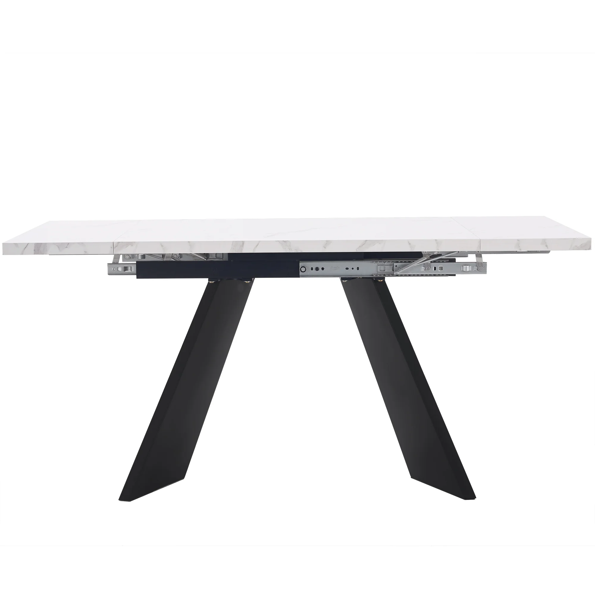 5-Piece Dining Set Extendable Table 160x80cm with 4 Grey Velvet Chairs White - Image 8