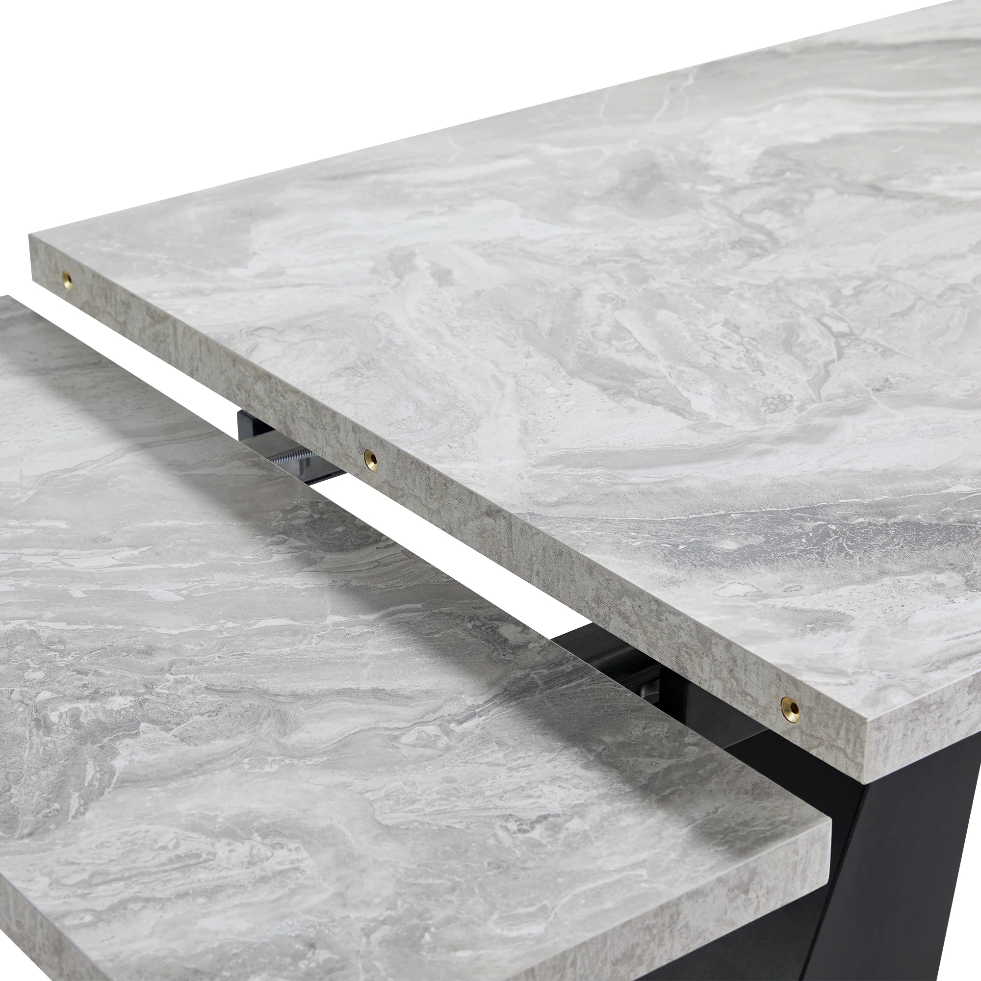 5-Piece Dining Set Extendable Table 4 Velvet Chairs - Grey/Black - Image 8