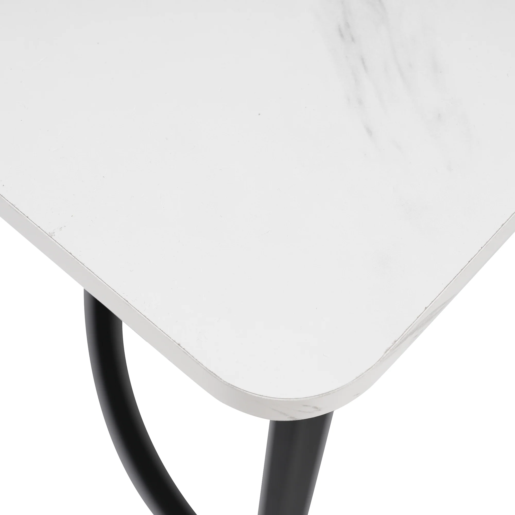 5-Piece Dining Set Modern 140x80cm Black Metal Legs White MDF/Black Velvet - Image 10