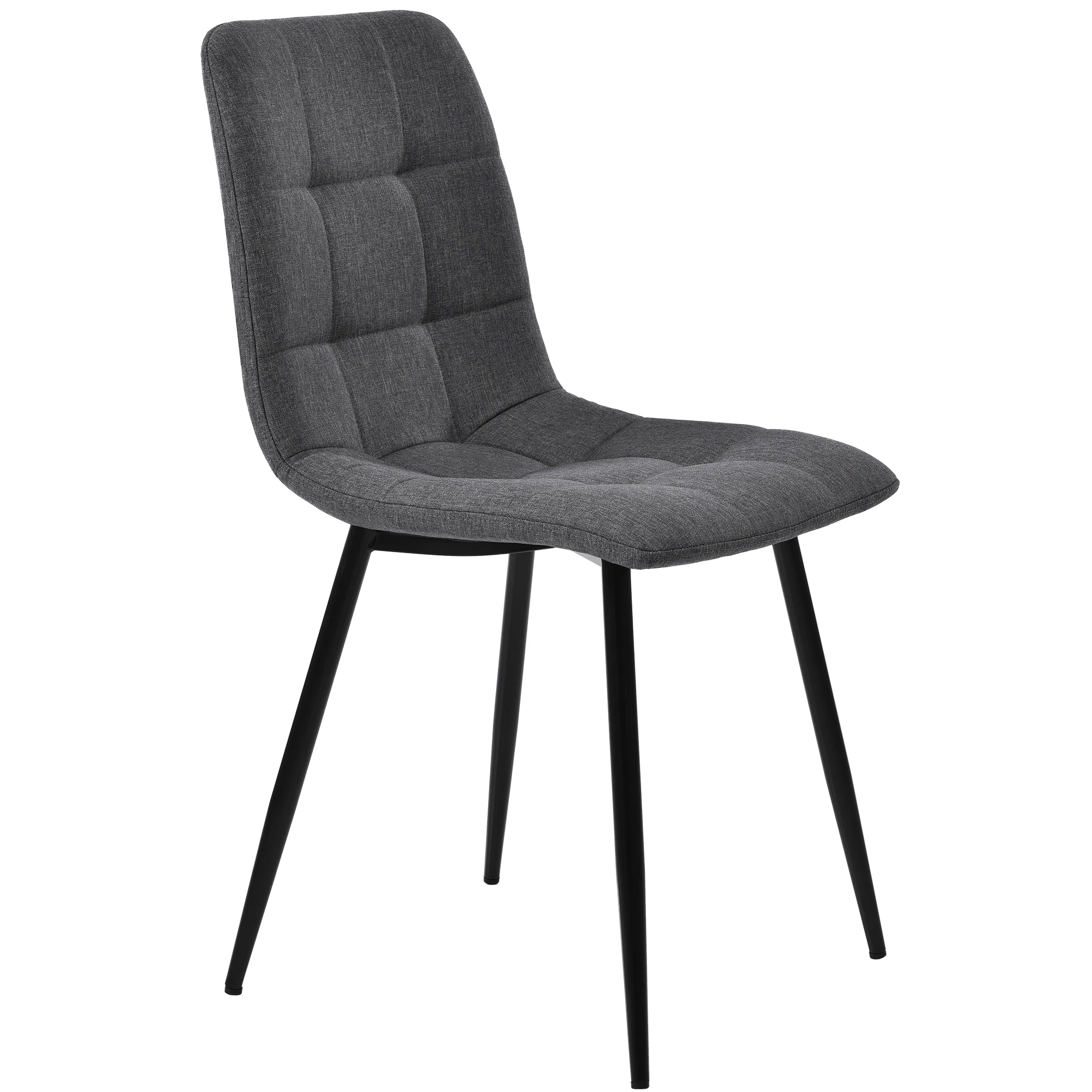 5-Piece Dining Set Modern 140x80cm Table & 4 Chairs Grey MDF Dark Grey Linen - Image 8