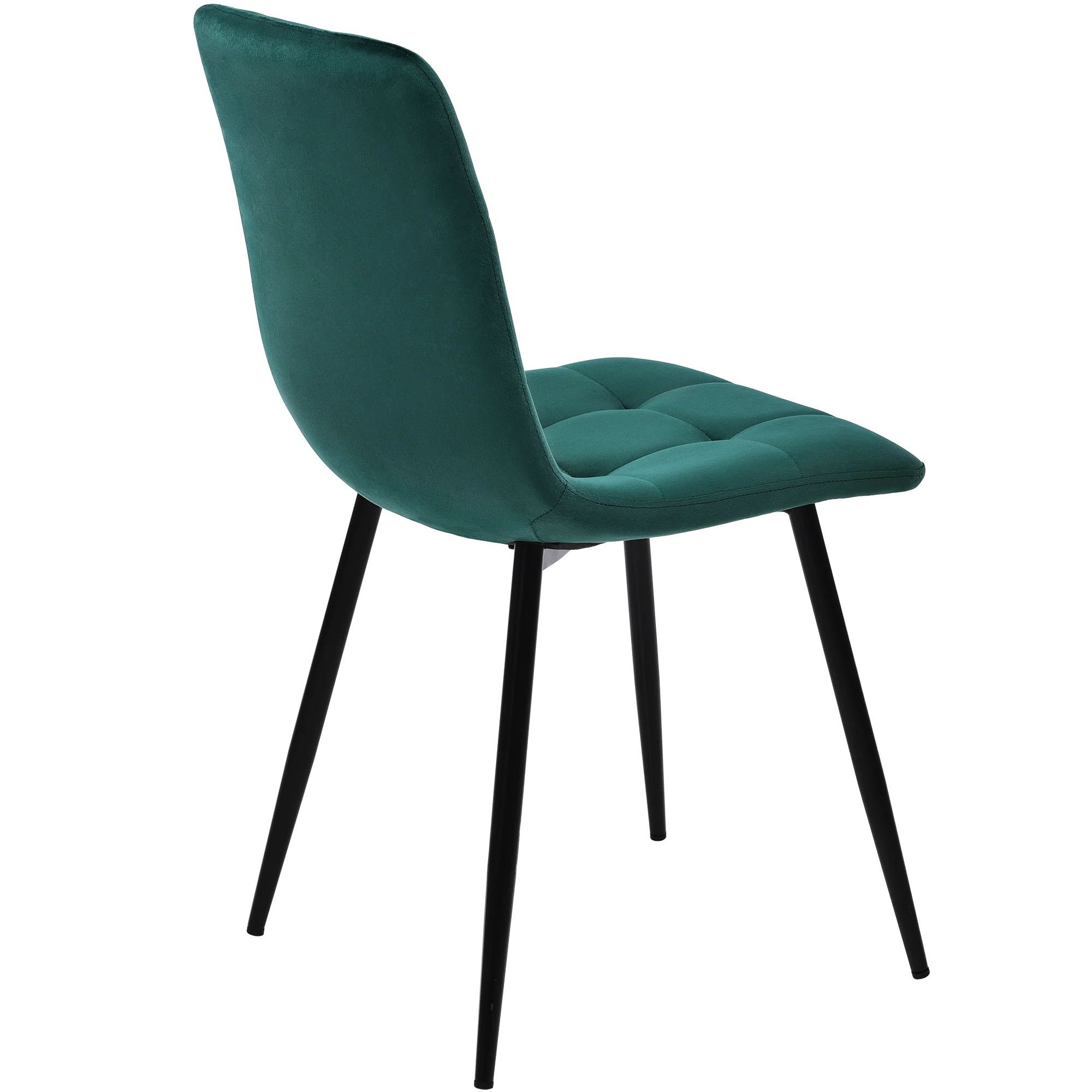 5-Piece Dining Set Modern 140x80cm Table Black Metal Legs - Grey MDF Dark Green Velvet - Image 9