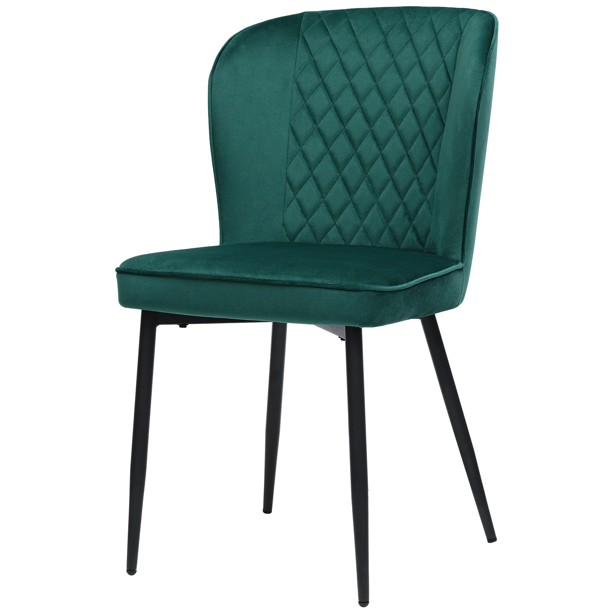 5-Piece Dining Set Modern Kitchen Table 117x68cm with 4 Upholstered Chairs Dark Green Velvet / White MDF - Image 10