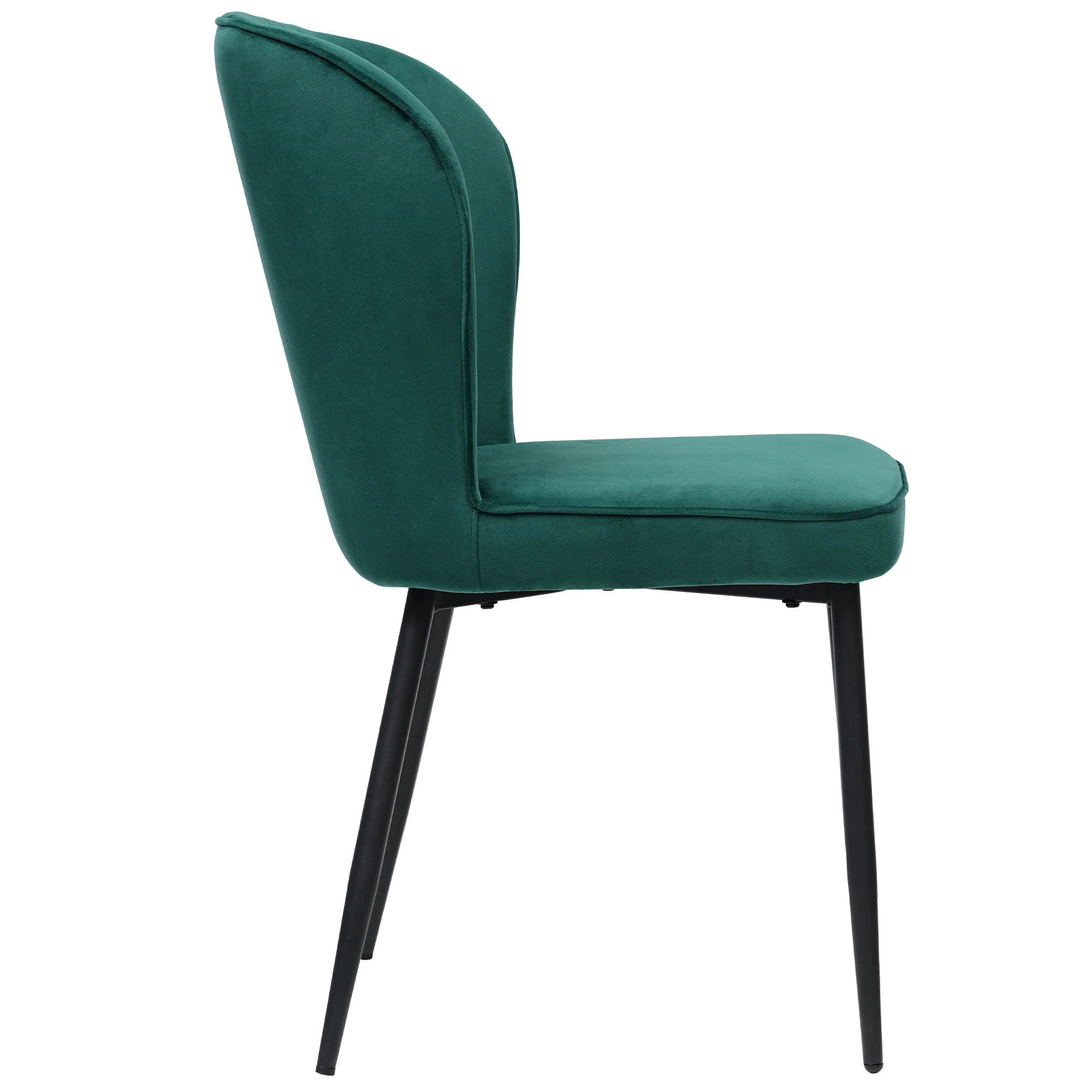 5-Piece Dining Set Modern Kitchen Table 117x68cm with 4 Upholstered Chairs Dark Green Velvet / White MDF - Image 8
